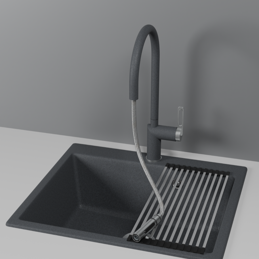 Изображение товара Смеситель Granula 8172 ГРАФИТ с выдвижным изливом 21.3 см