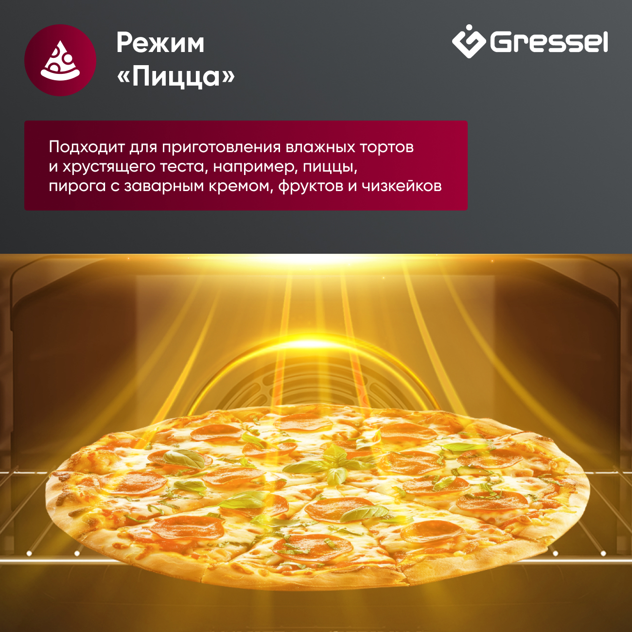 Изображение товара Встраиваемый духовой шкаф Gressel U6ES69110 60см 75л 9 режимов работы 3D конвекция режим разморозки + противень Wellfry