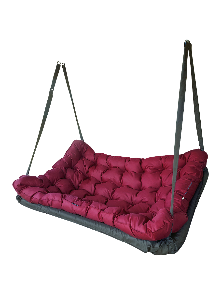 Изображение товара Качели садовые 2-х местные до 250 кг серый/бордовый