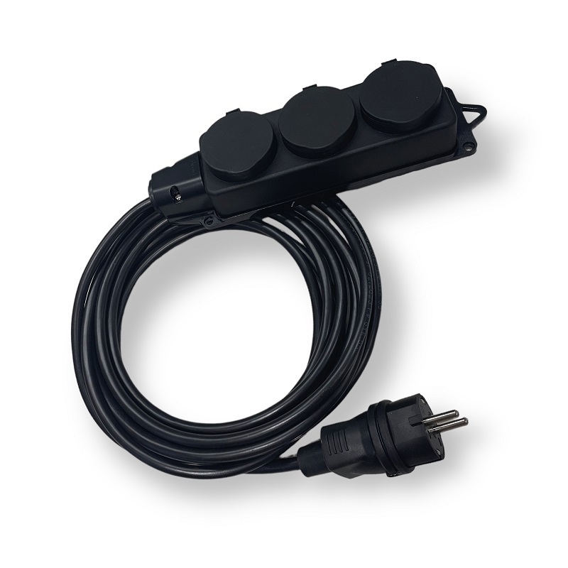 Изображение товара Удлинитель-шнур силовой 15м IP44 3 розетки ITOK i-connect-SU-PVS-215-3-44-15 черный