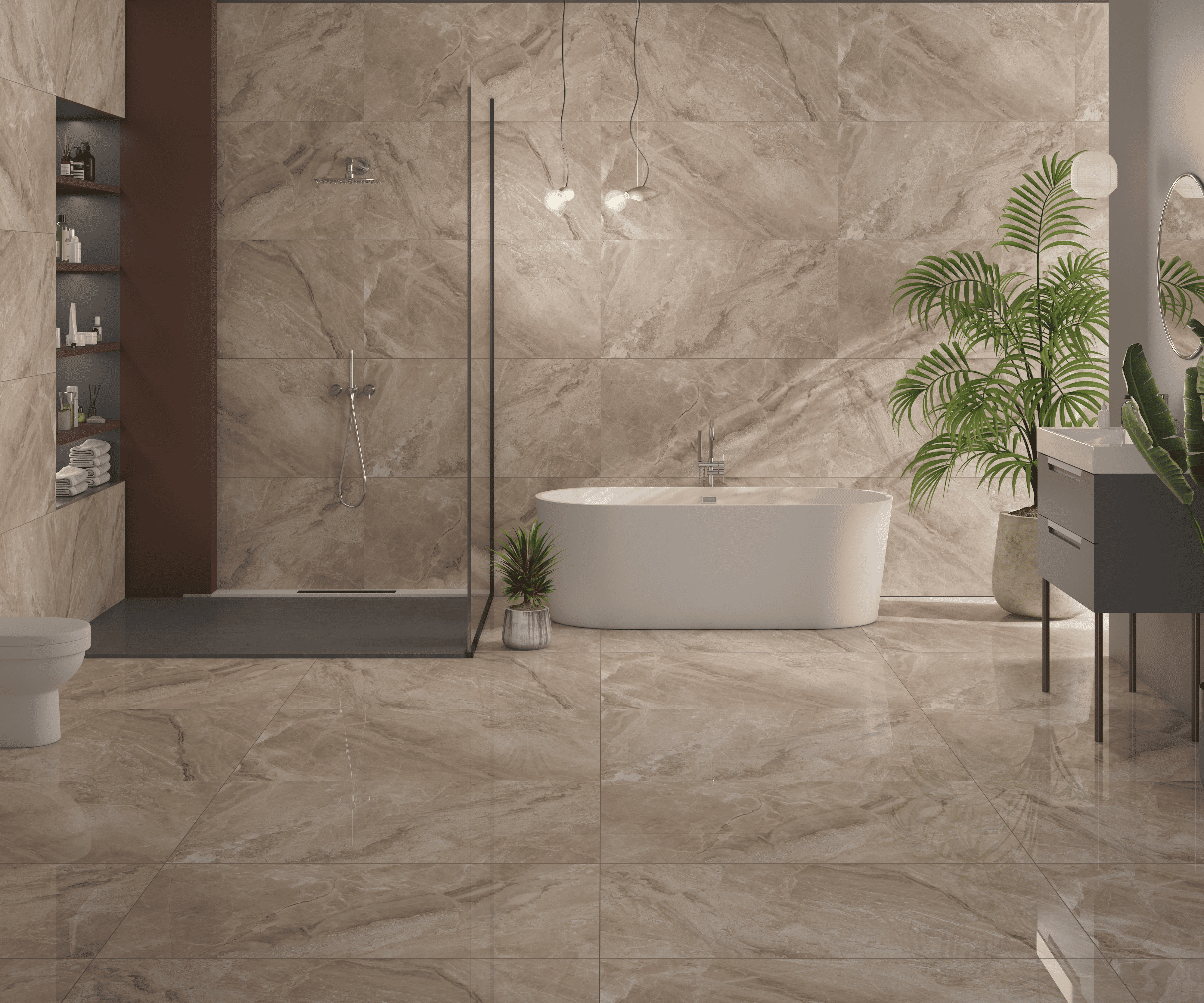 Изображение товара Керамогранит Kerald Neptune Taupe 60x120 см глянцевый для пола и стен