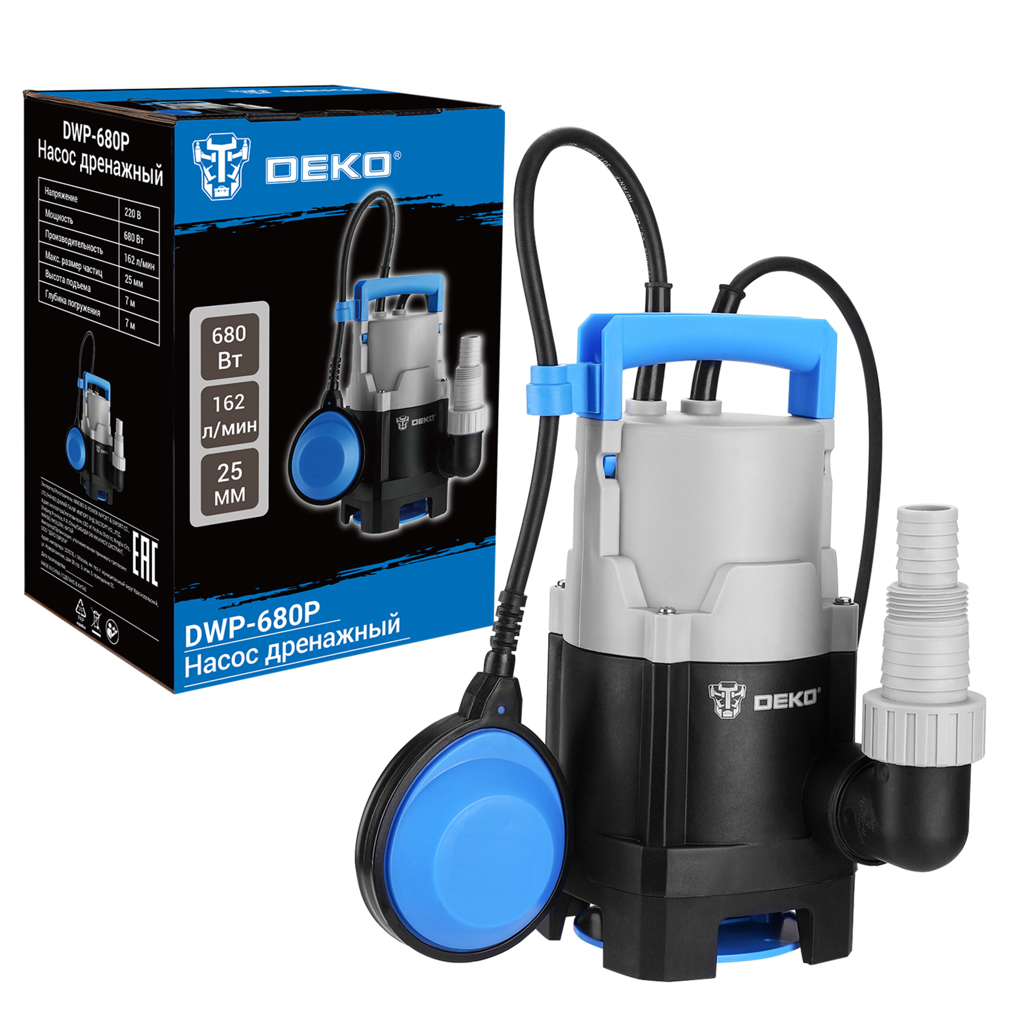 Изображение товара Насос погружной дренажный для грязной воды Deko DWP-680P 9750 л/ч