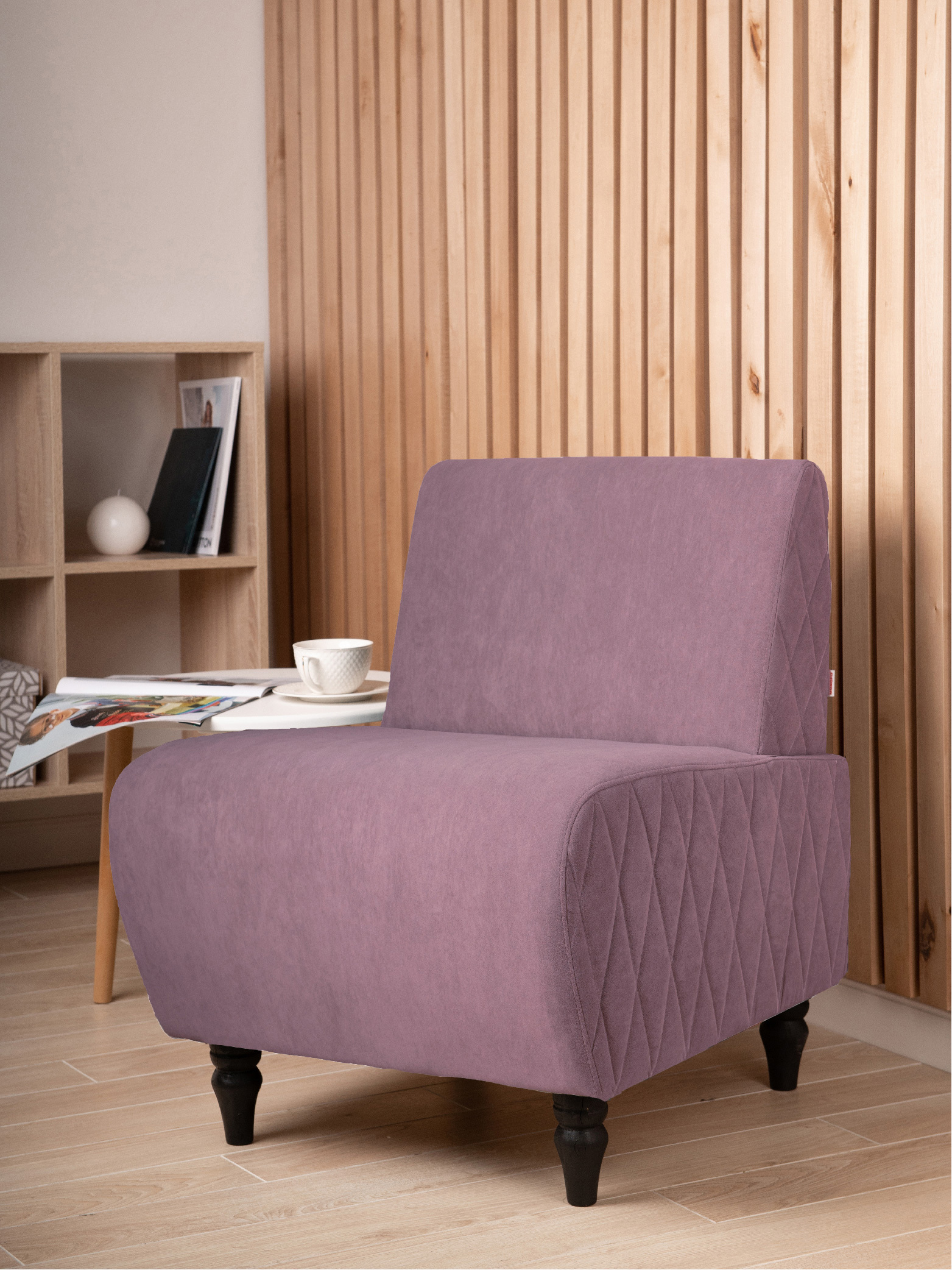Изображение товара Кресло Monofix БуНО велюр 55x73x67 см сиреневое для интерьера и офиса