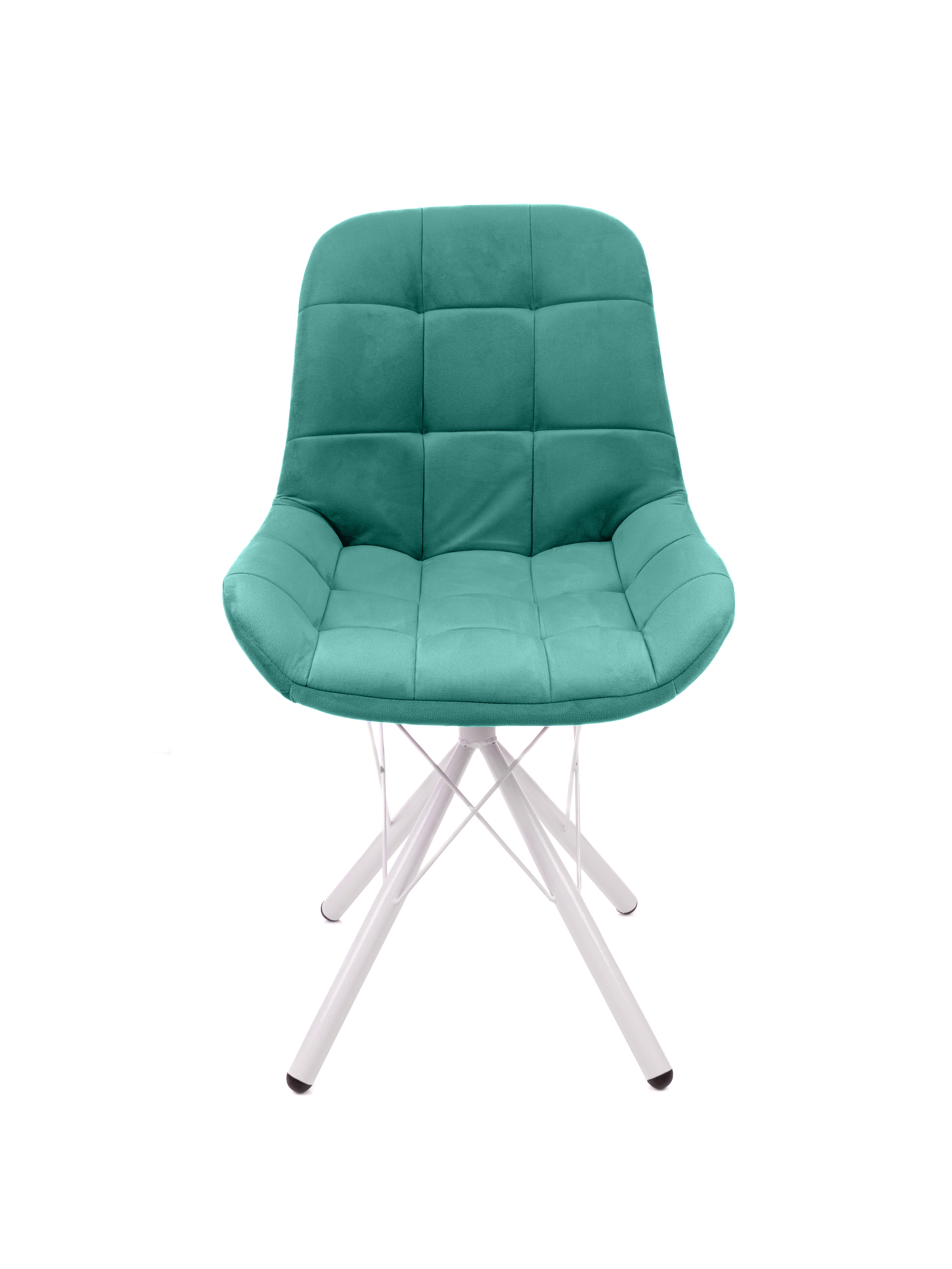 Изображение товара Обеденный стул Леон 13070156 из велюра с металлическими ножками Белый Зеленый