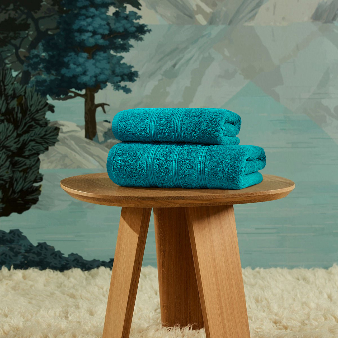 Изображение товара Полотенце Ecotex Ницца 90x50 см морская волна мягкое и впитывающее