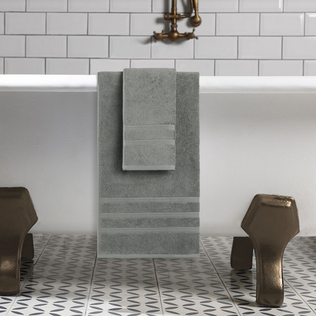 Изображение товара Полотенце Ecotex Ницца для ванной 90x50 см серый высокое качество мягкое и впитывающее