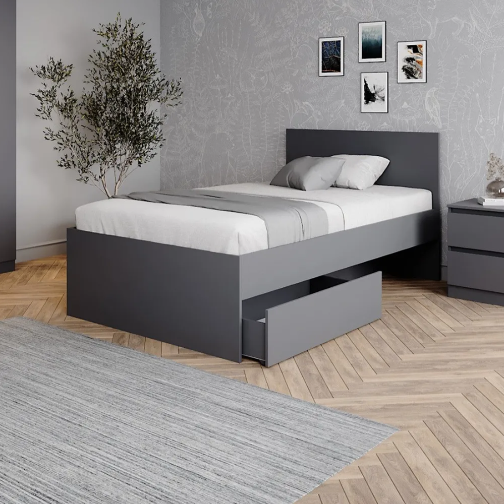 Изображение товара Кровать полутороспальная ДСВ МЕБЕЛЬ 120x200 см с ящиками, ЛДСП, серия Мори