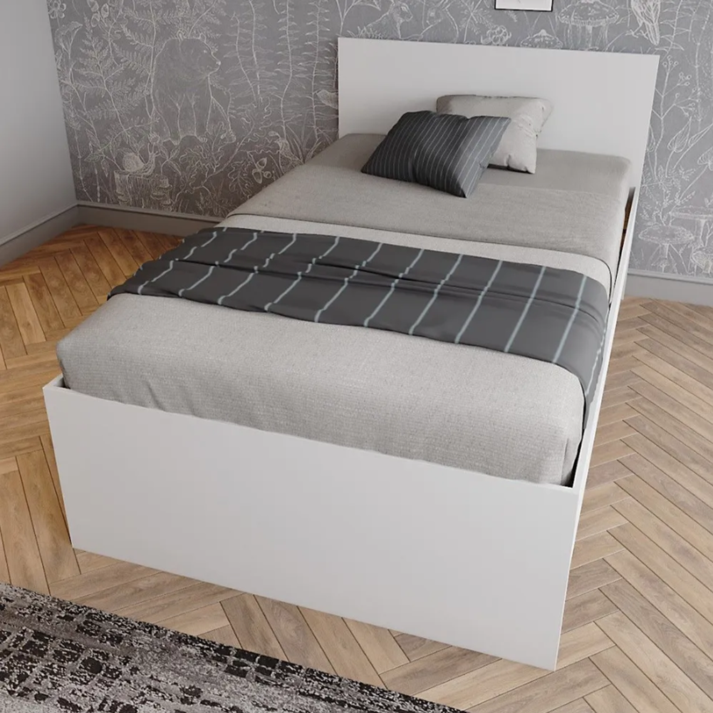 Изображение товара Кровать полутороспальная 120x200 см ДСВ МЕБЕЛЬ серия Мори белый ЛДСП