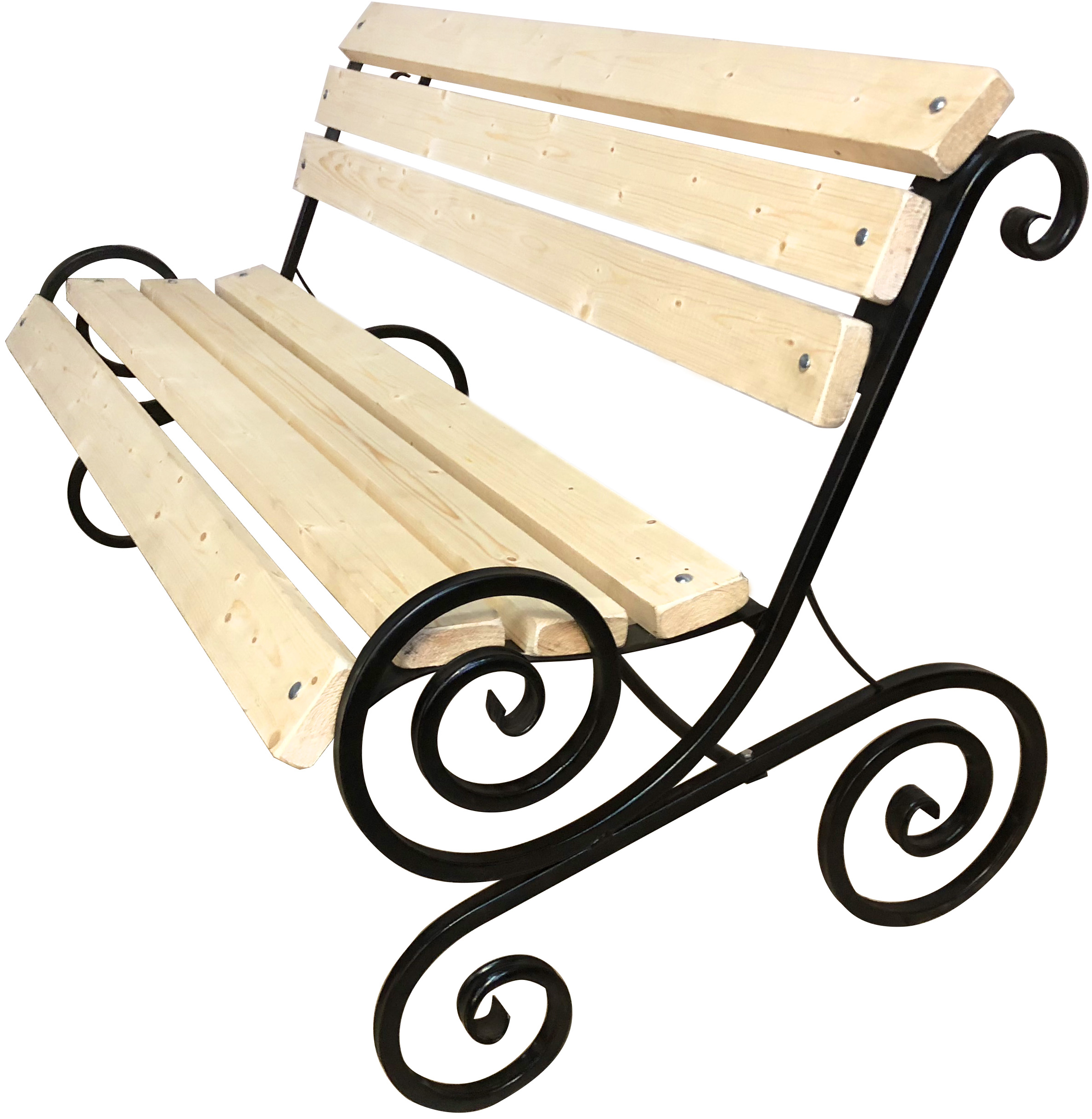 Изображение товара Скамья садовая M-group Завиток 200 см черная стальная