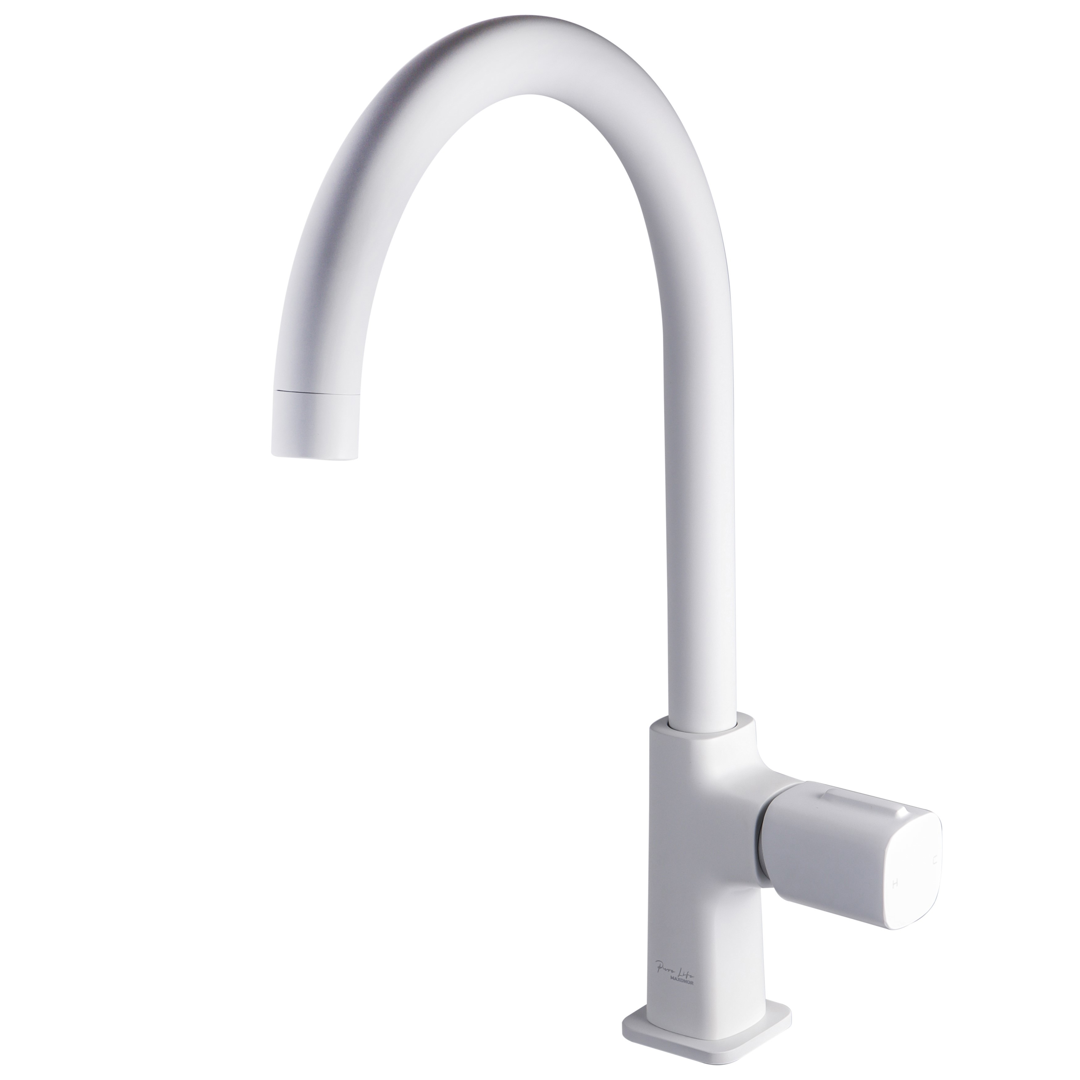 Изображение товара Смеситель для кухни Maxonor pure life PL4089-8 поворотный излив 25 см цвет белый матовый