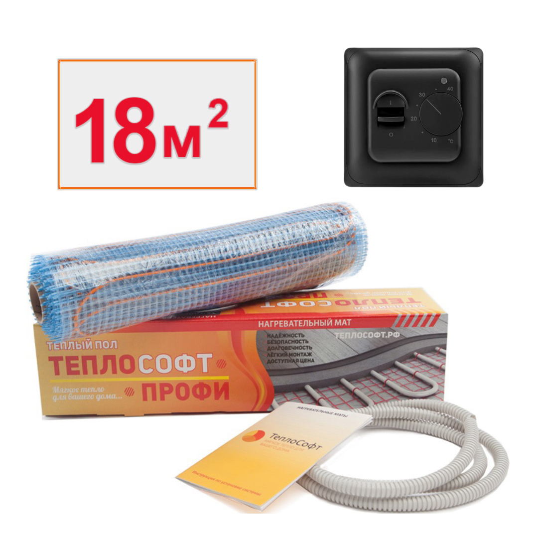 Изображение товара Нагревательный мат Теплософт Профи LTL-C 18 м² 2700 Вт с механическим терморегулятором