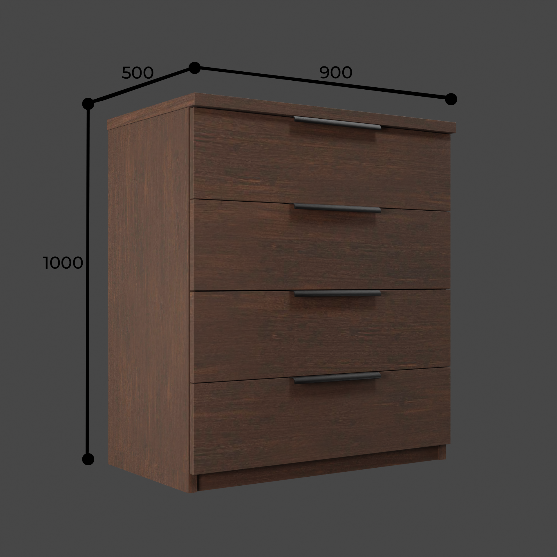 Изображение товара Комод Веста 900-4 4 ящика венге современный стиль из ЛДСП