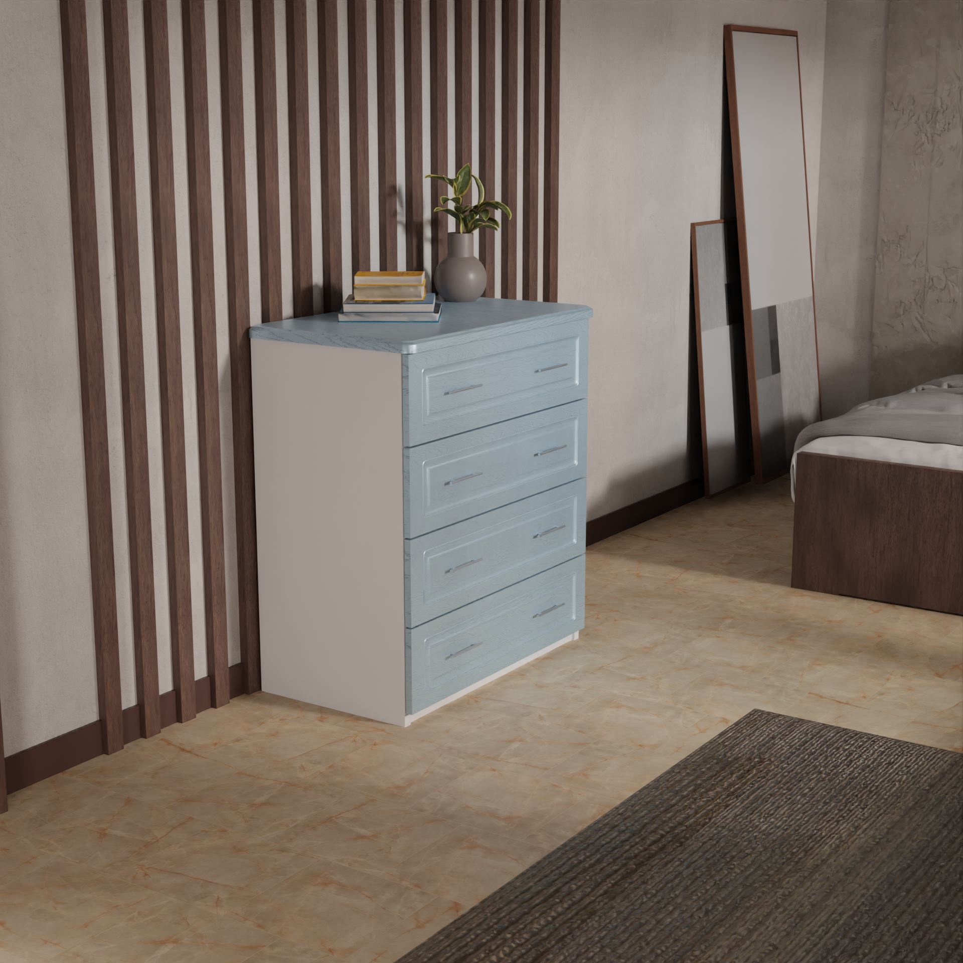 Изображение товара Комод Веста Катерина 900-4 4 ящика МДФ лазурное дерево 90x50x100 см