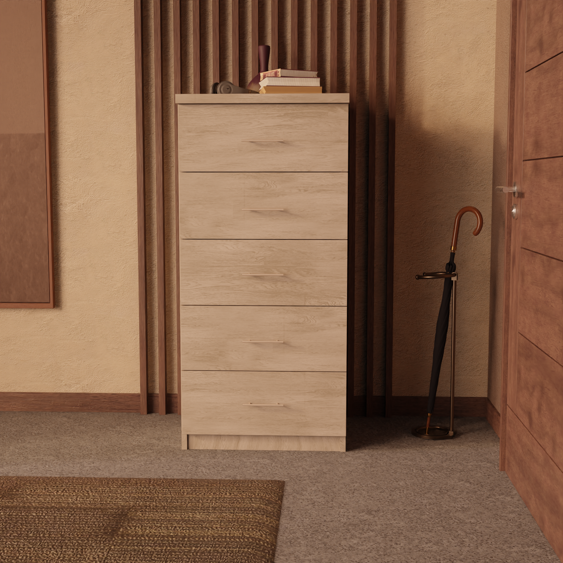 Изображение товара Комод Веста 600-5 5 ящиков 60x50x122 см ЛДСП цвет ясень шимо светлый