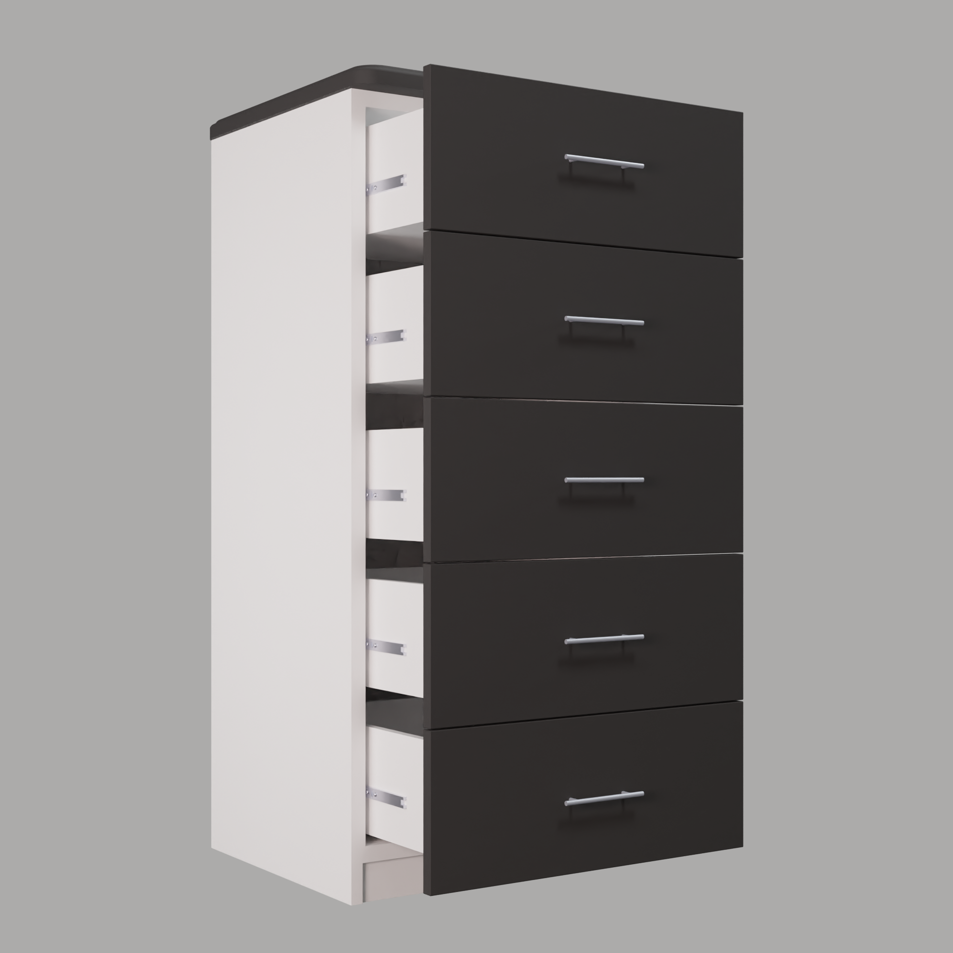 Изображение товара Комод Веста Марта 600-5 с 5 ящиками, МДФ, цвет графит софт, размеры 60х50х122 см