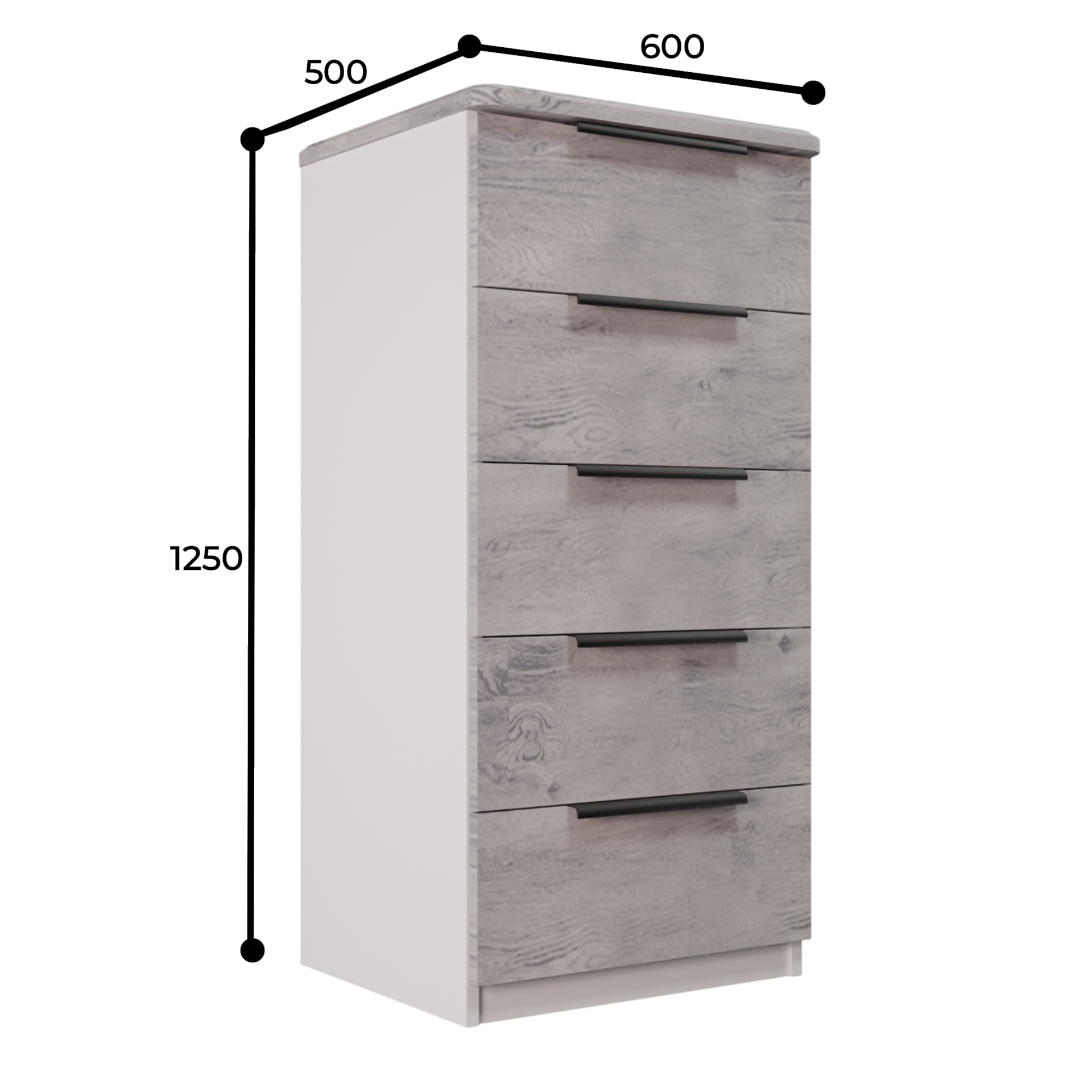 Изображение товара Комод Веста Марта 600-5 с 5 ящиками 60x50x122 см МДФ