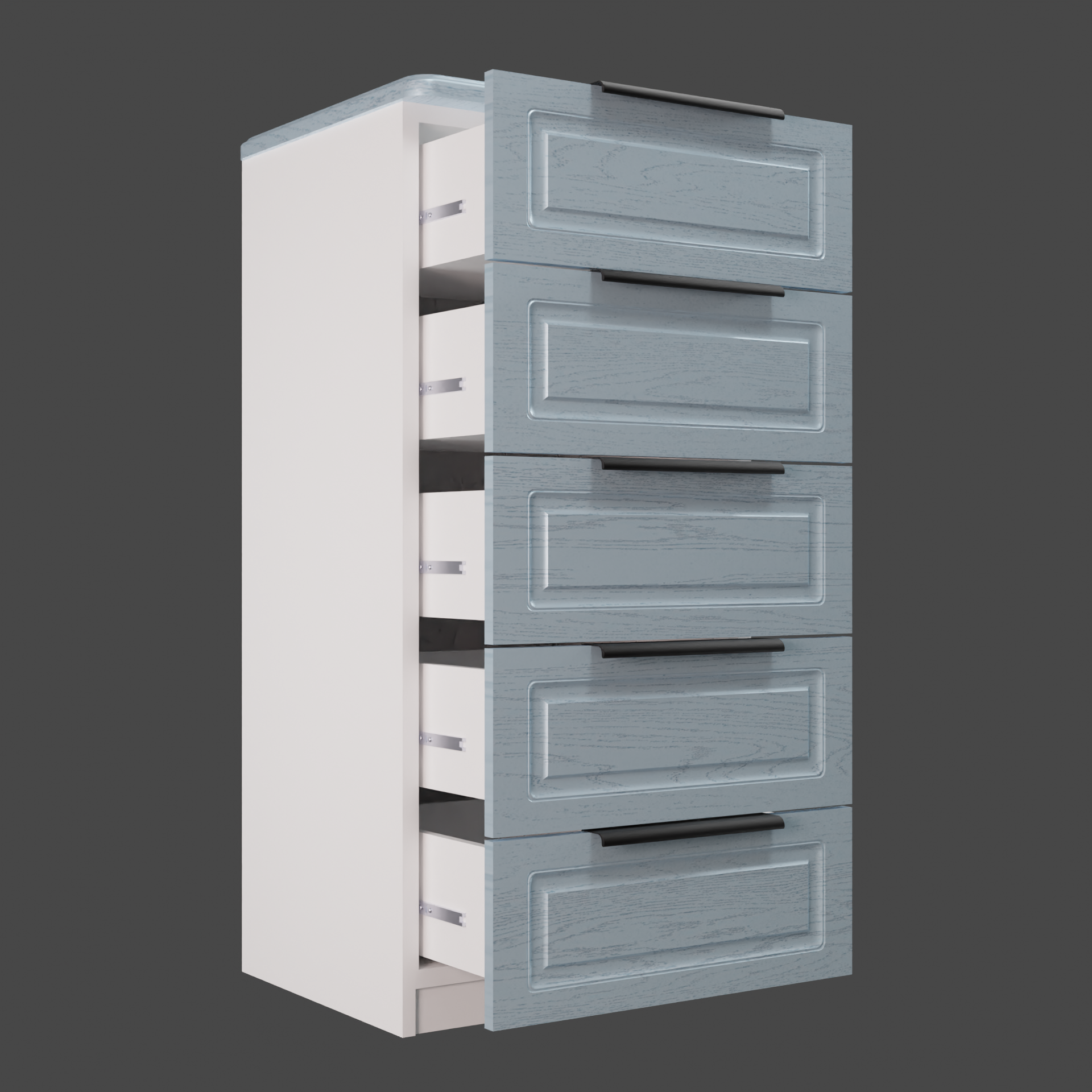 Изображение товара Комод Веста Катерина 600-5 5 ящиков МДФ лазурное дерево современный дизайн