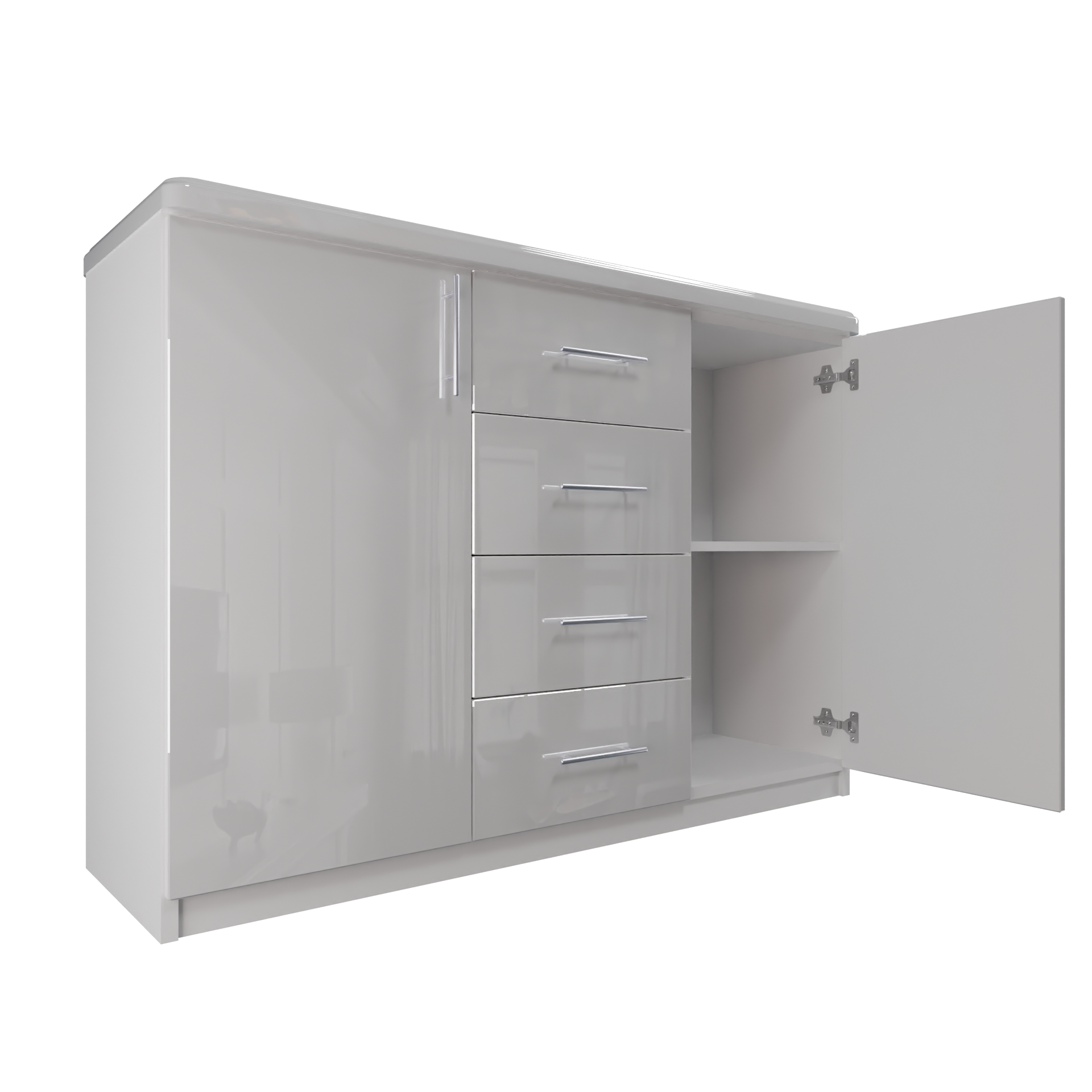 Изображение товара Комод Веста Марта 1200 с 4 ящиками и 2 дверями белый глянец