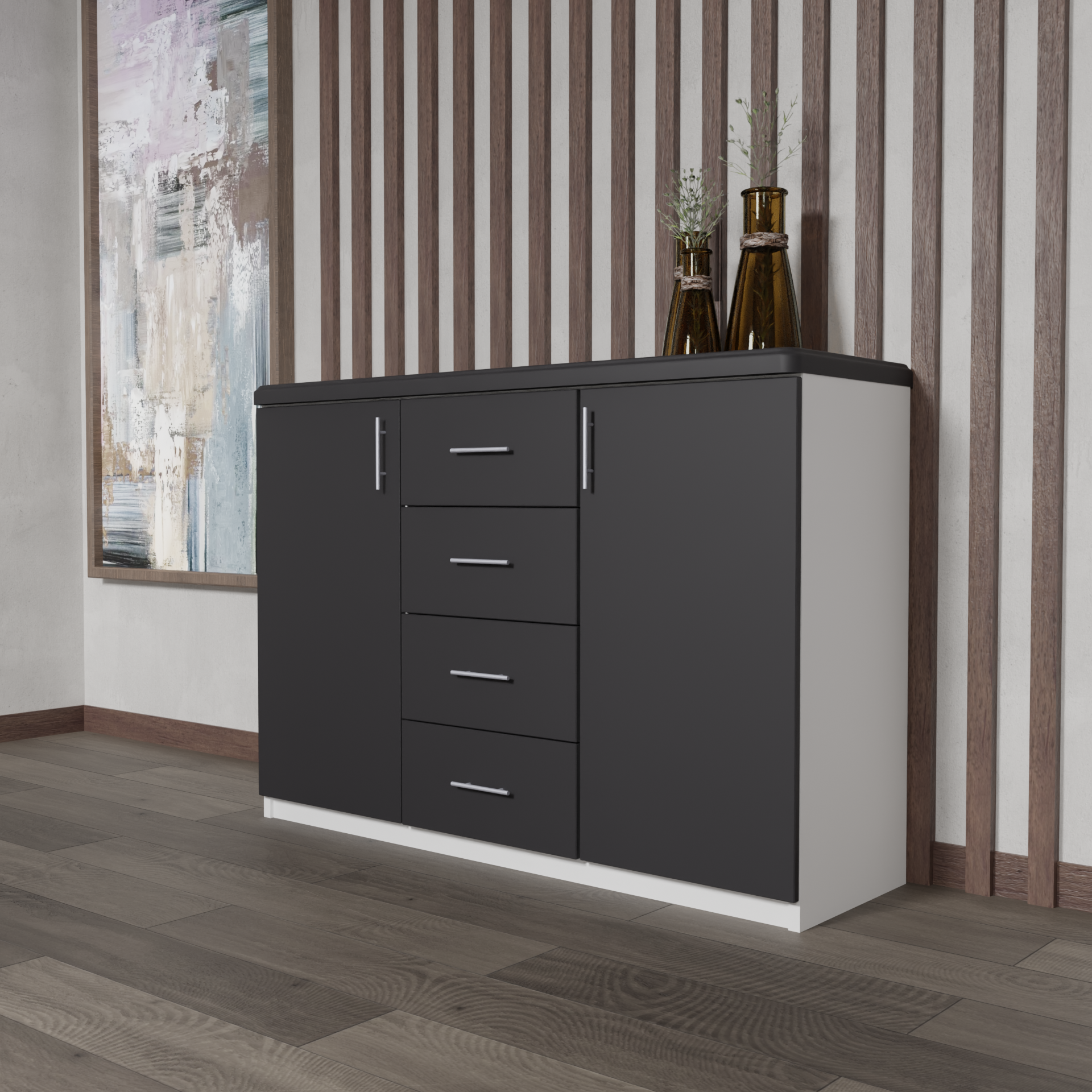 Изображение товара Комод Веста Марта 1200 4 ящика графит софт МДФ Россия