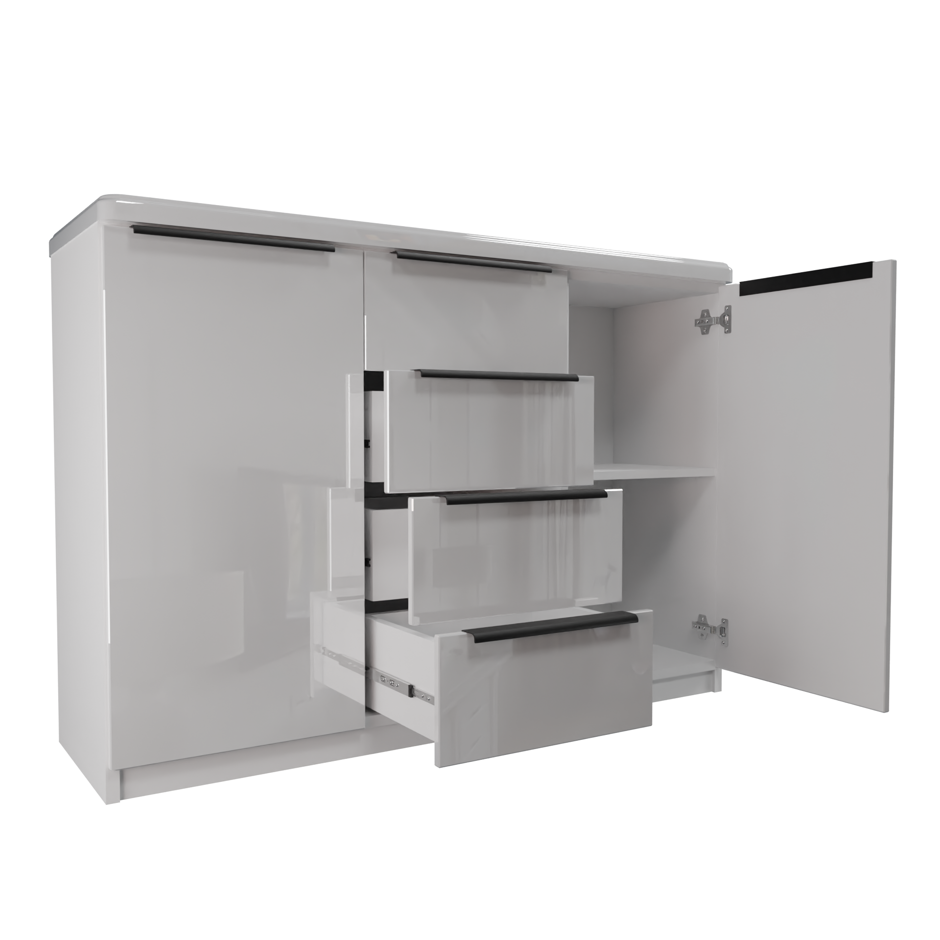 Изображение товара Комод Веста Марта 1200 с 4 ящиками и дверцами белый глянец