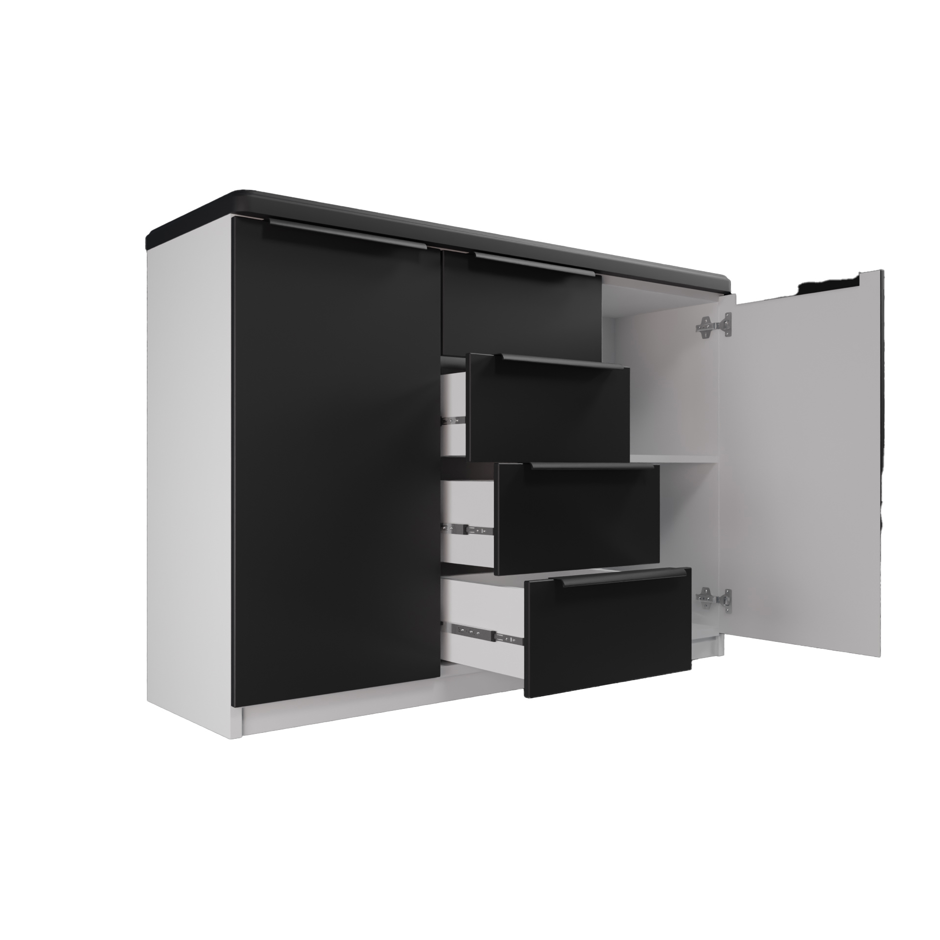 Изображение товара Комод Веста Марта 1200 мм с 4 ящиками и 2 дверьми графит софт