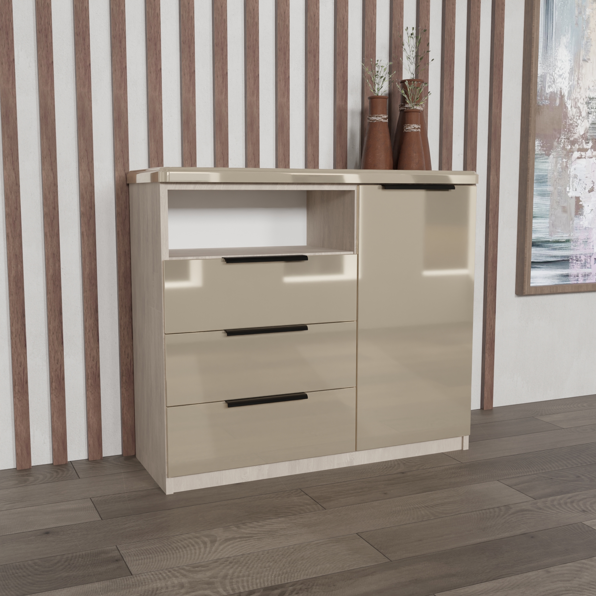 Изображение товара Комод Веста Марта 1000 3 ящика глянец цвет фарандола Россия