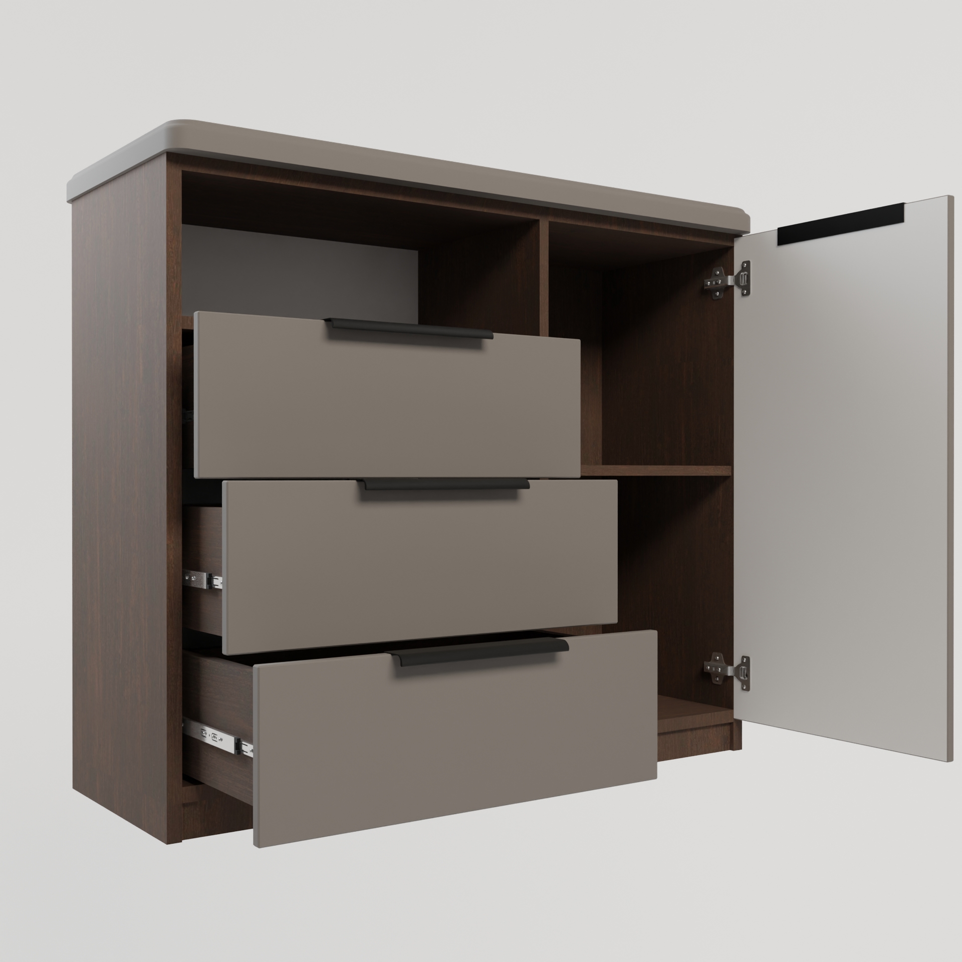 Изображение товара Комод Веста Марта 1000 3 ящика 100x50x85 см МДФ профильные ручки цвет монолит айрон