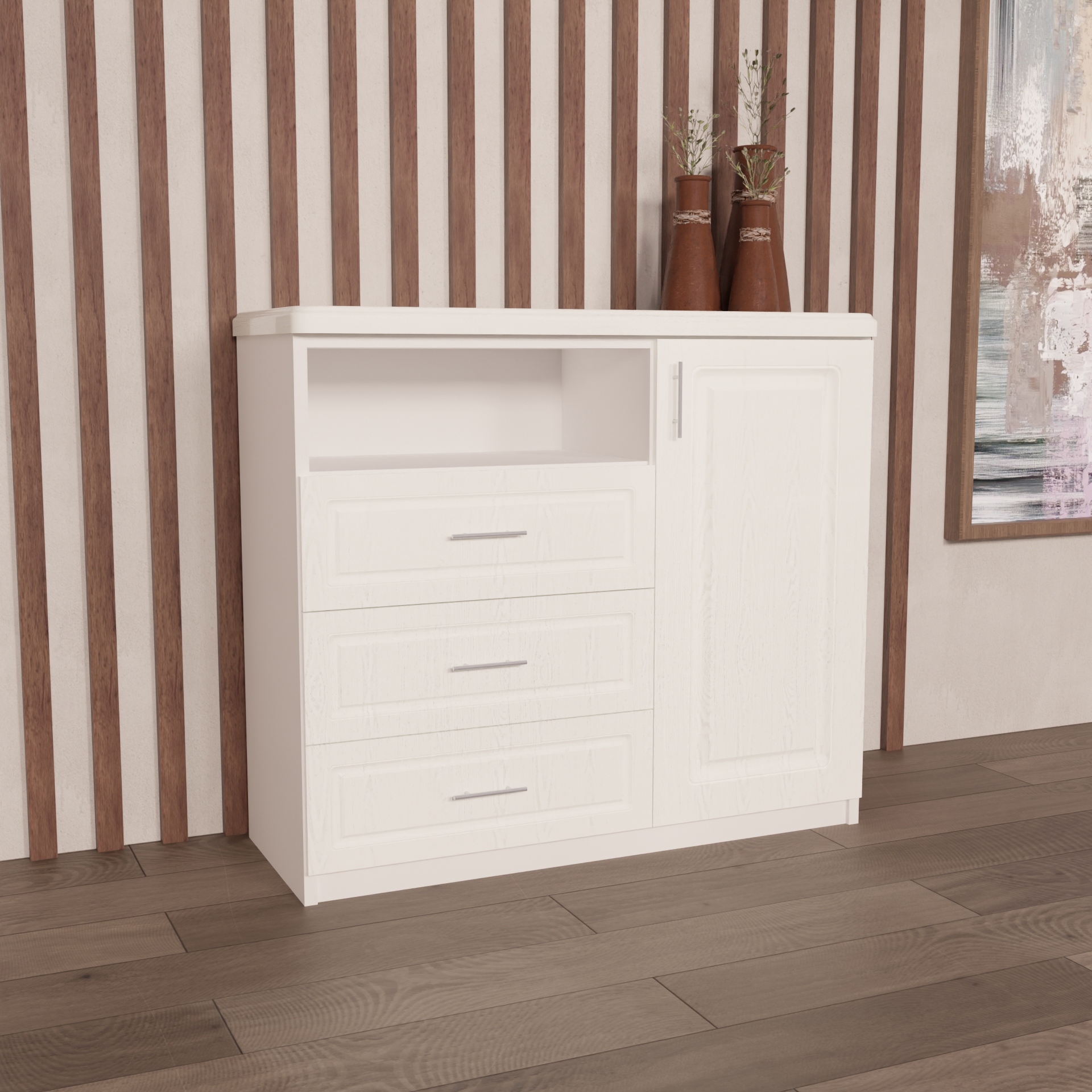 Изображение товара Комод Веста Катерина 1000 с 3 ящиками и дверью стильный классический дизайн