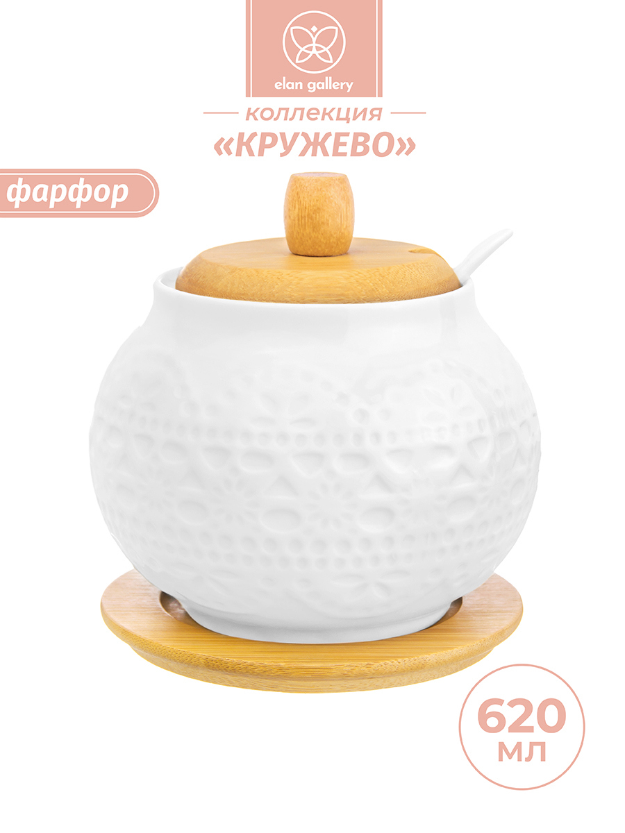 Изображение товара Сахарница Elan Gallery Белое кружево 540031