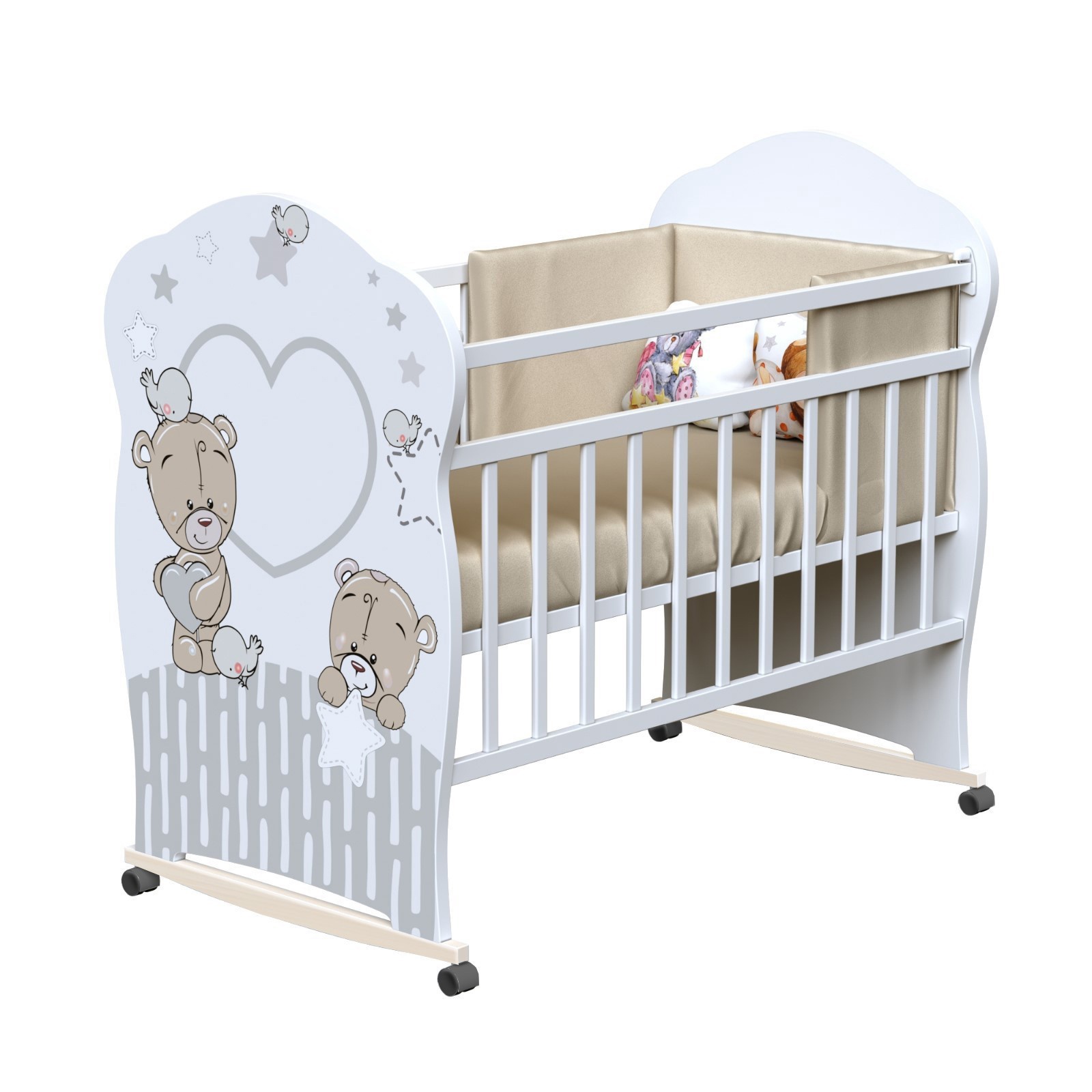 Изображение товара Детская кровать ВДК Love Me 60x110 см с колесом-качалкой в стиле минимализм