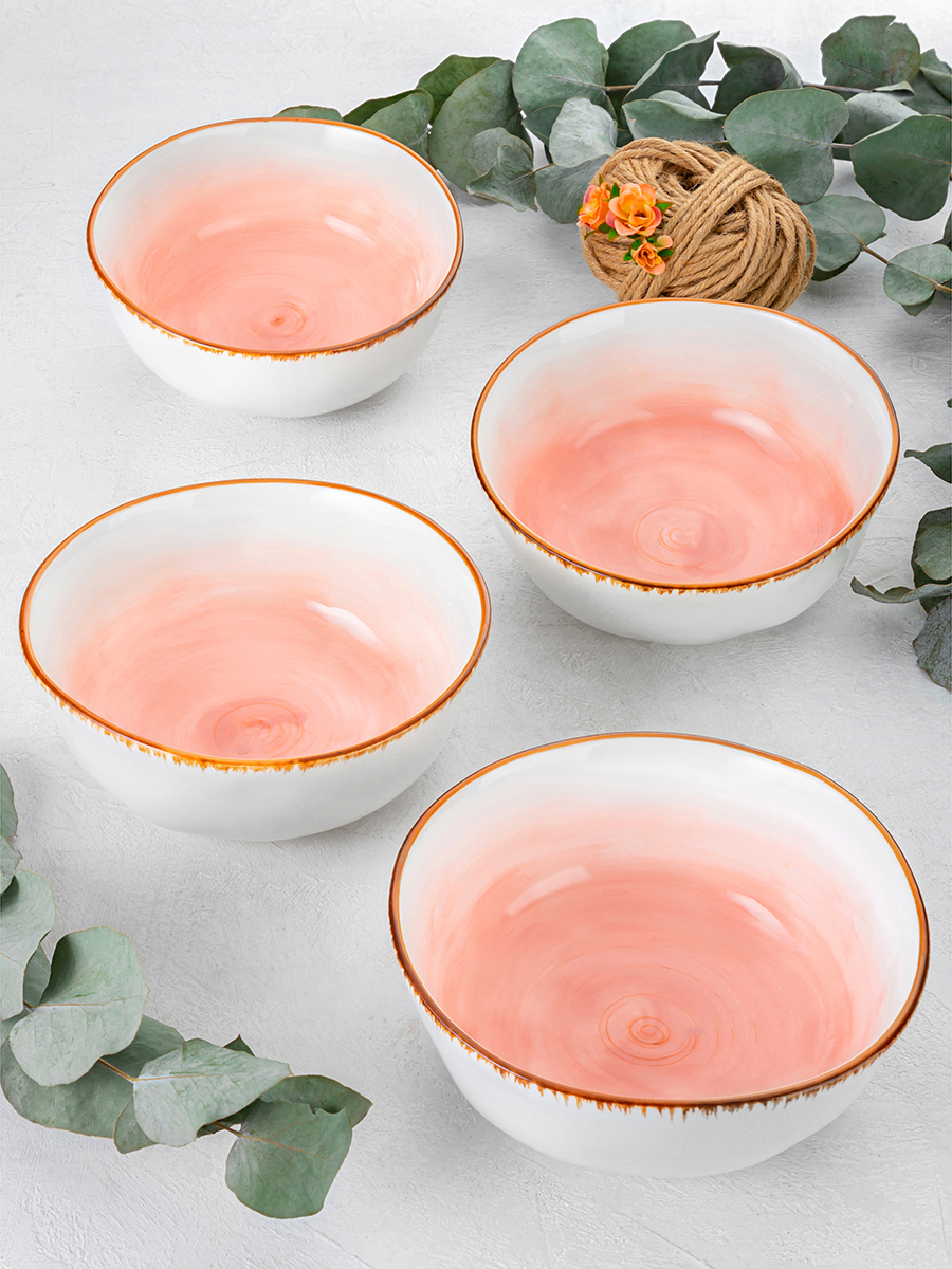 Изображение товара Салатник Elan Gallery 760111_4 500 мл фарфор цвет белый,коричневый,коралловый