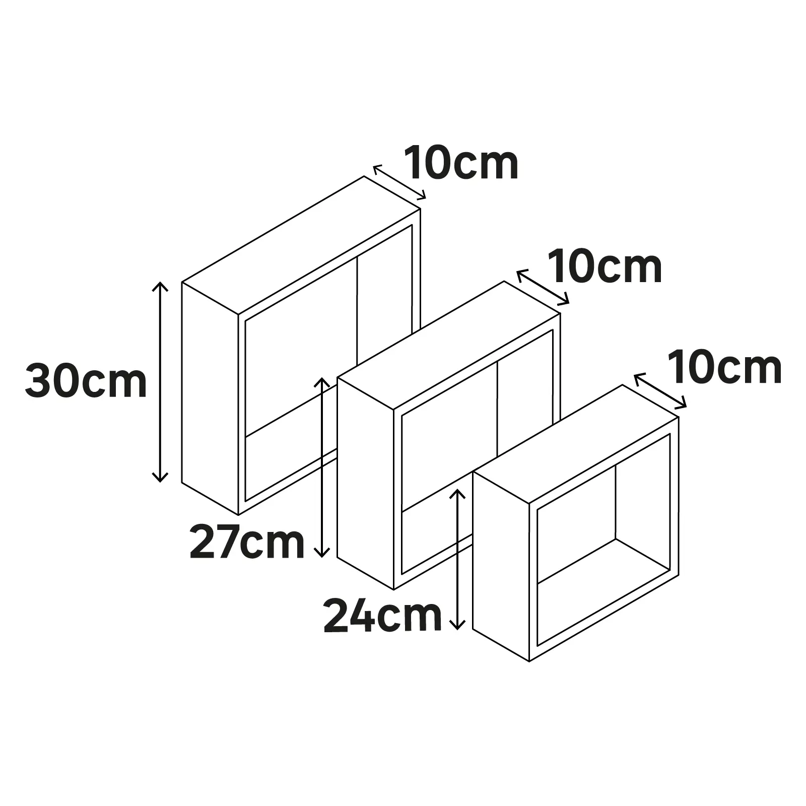 Полка настенная Spaceo 24x24 см/27x27 см/30x30 см МДФ цвет чёрный 3 шт - 9