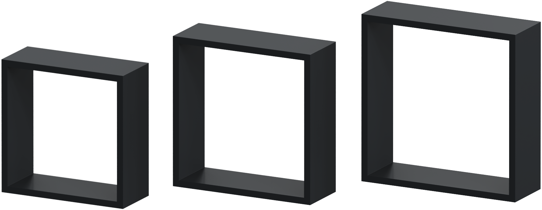 Полка настенная Spaceo 24x24 см/27x27 см/30x30 см МДФ цвет чёрный 3 шт - 1