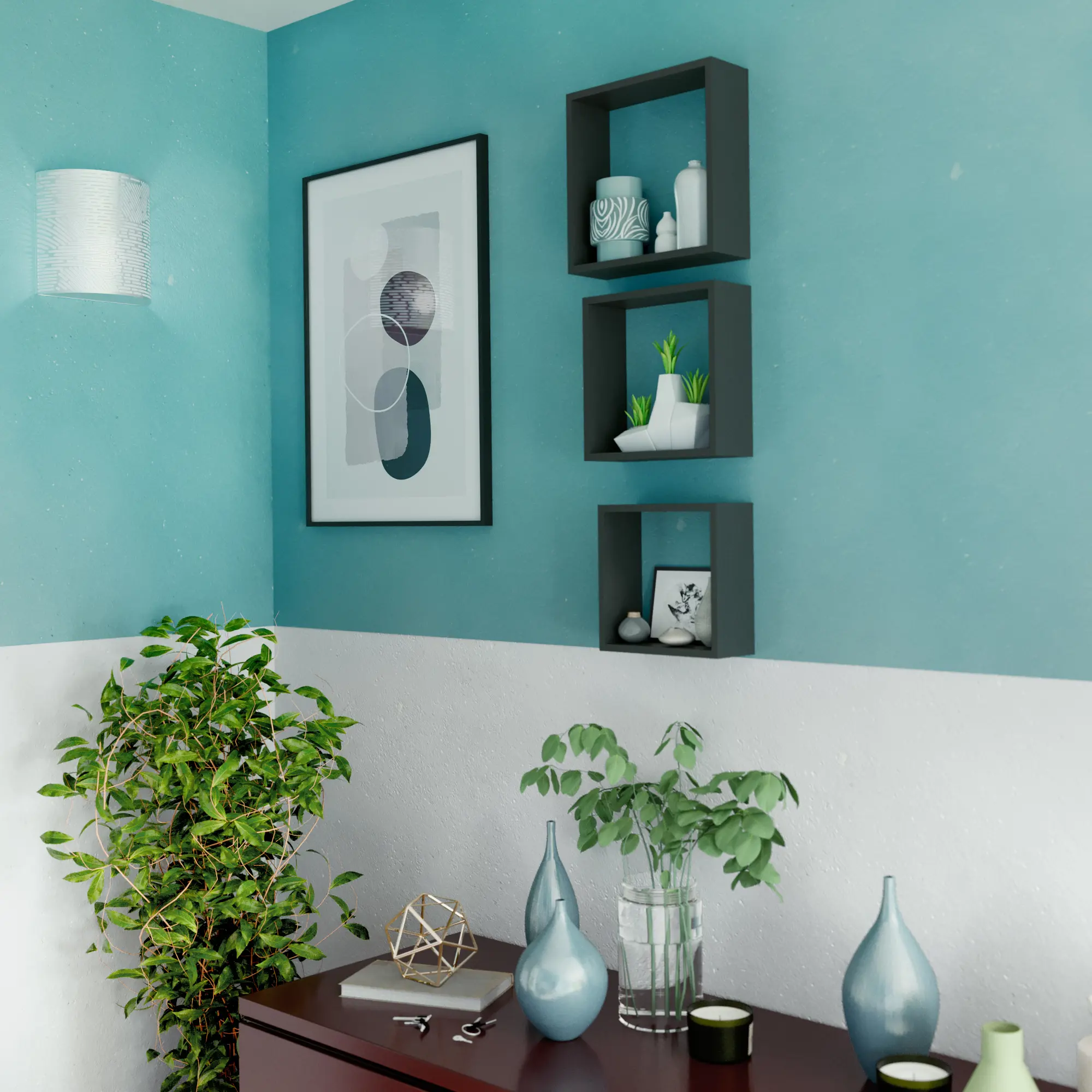 Полка настенная Spaceo 24x24 см/27x27 см/30x30 см МДФ цвет чёрный 3 шт - 12