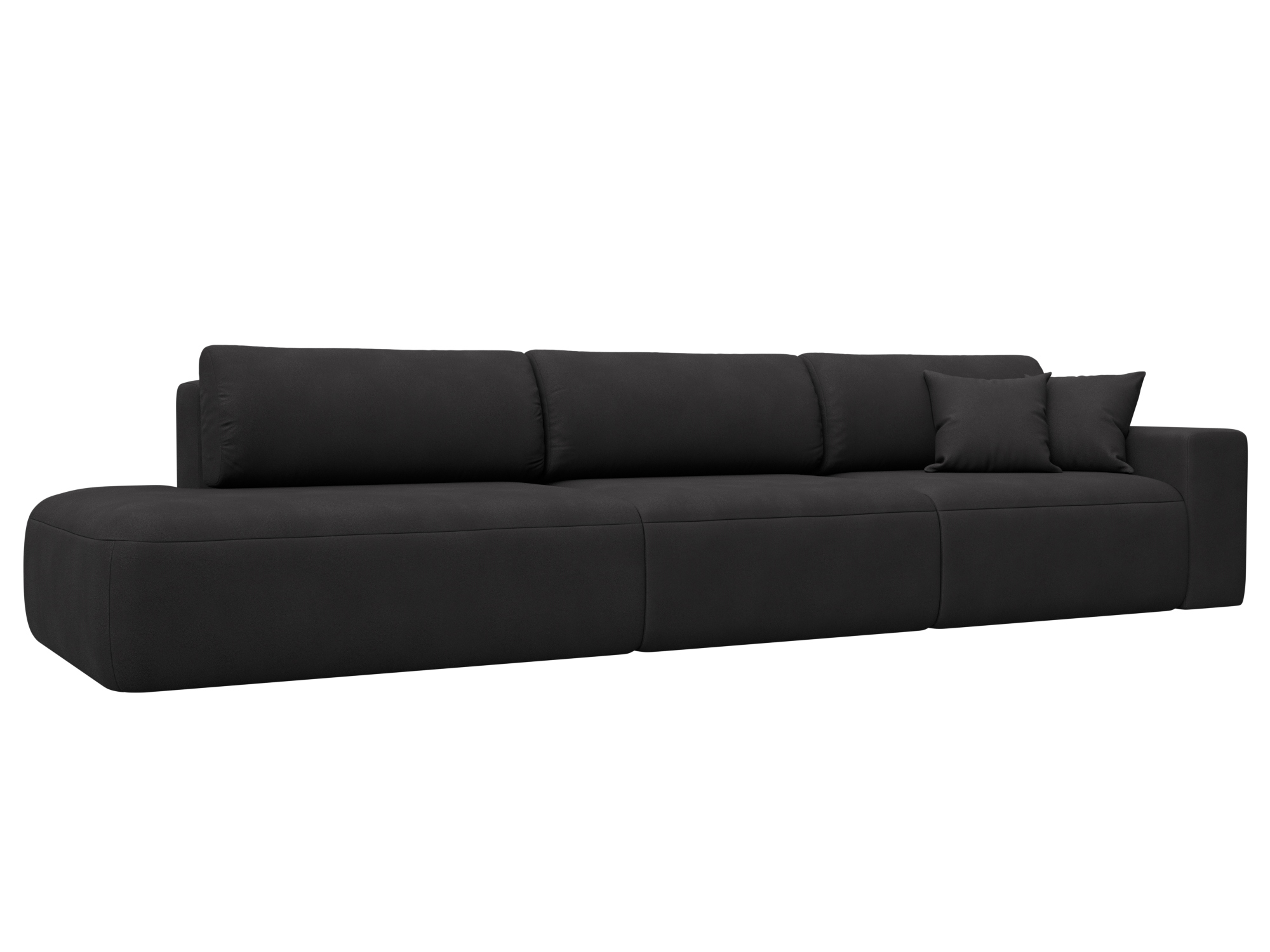 Изображение товара Диван прямой Лига-036 НПБ Модерн Лонг подлокотник справа Лига диванов 127700 365x84x111 см замша цвет joly 08 коричневый