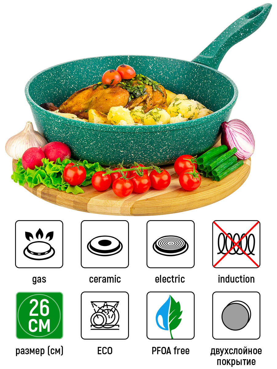 Изображение товара Сковорода 26 см из алюминия с антипригарным покрытием Elan gallery