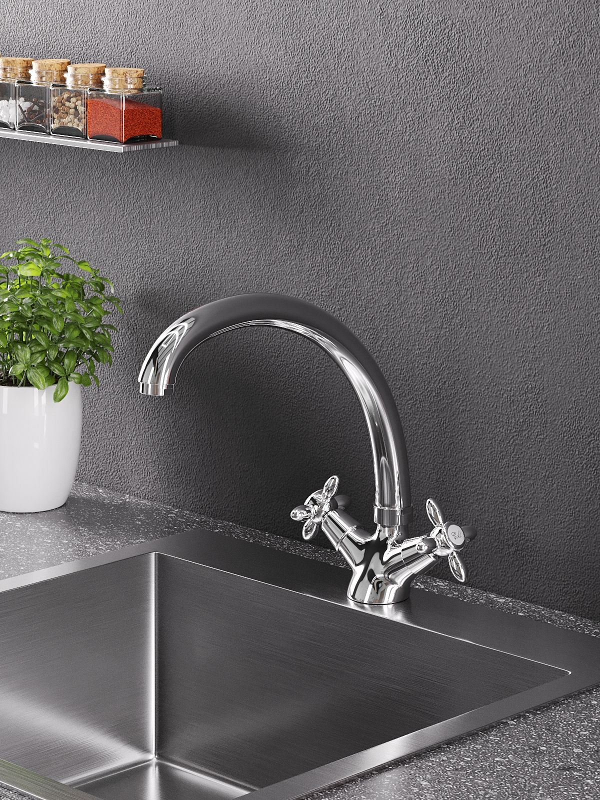 Изображение товара Смеситель для кухни Agger 19 поворотный излив хром Германия