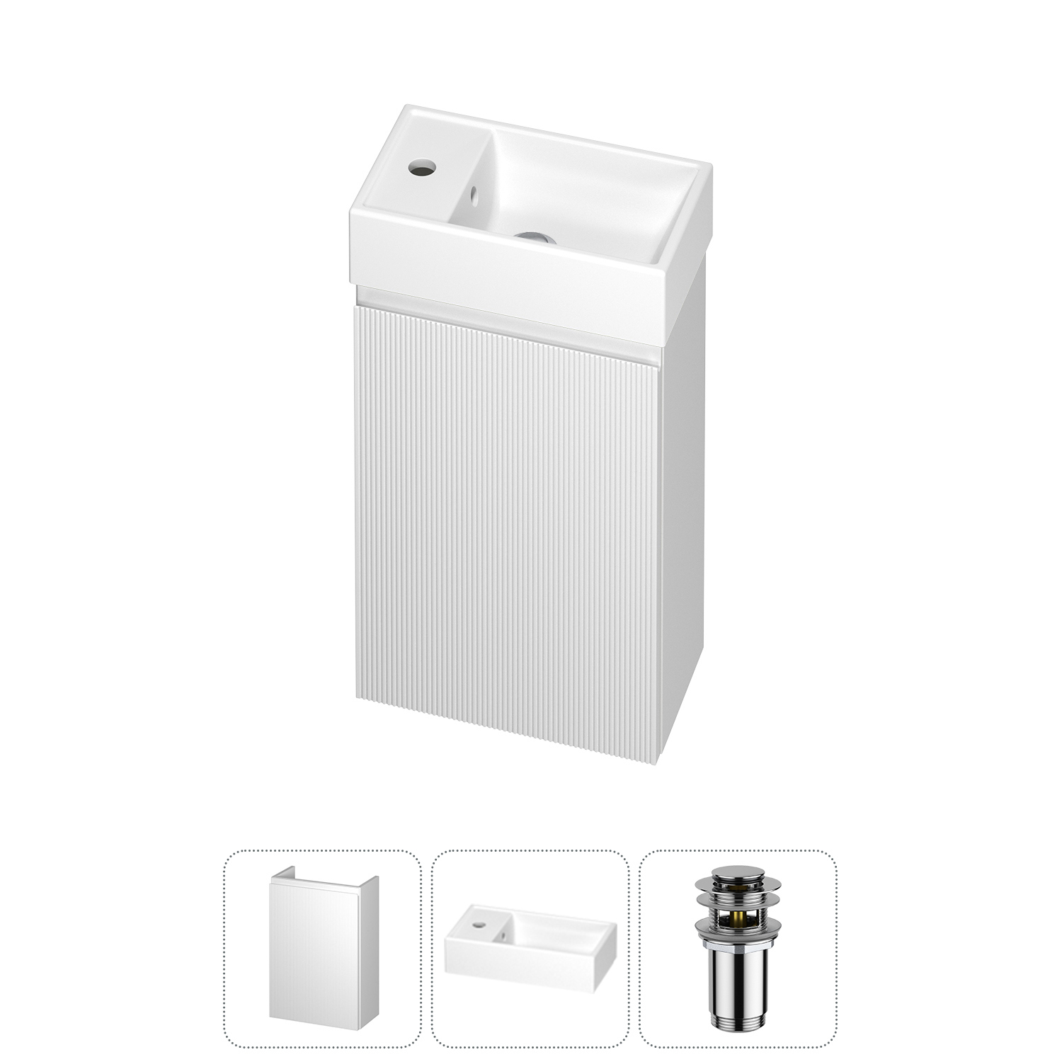 Изображение товара Тумба с раковиной подвесная Wellsee WC Area 20216832R с донным клапаном цвет белый