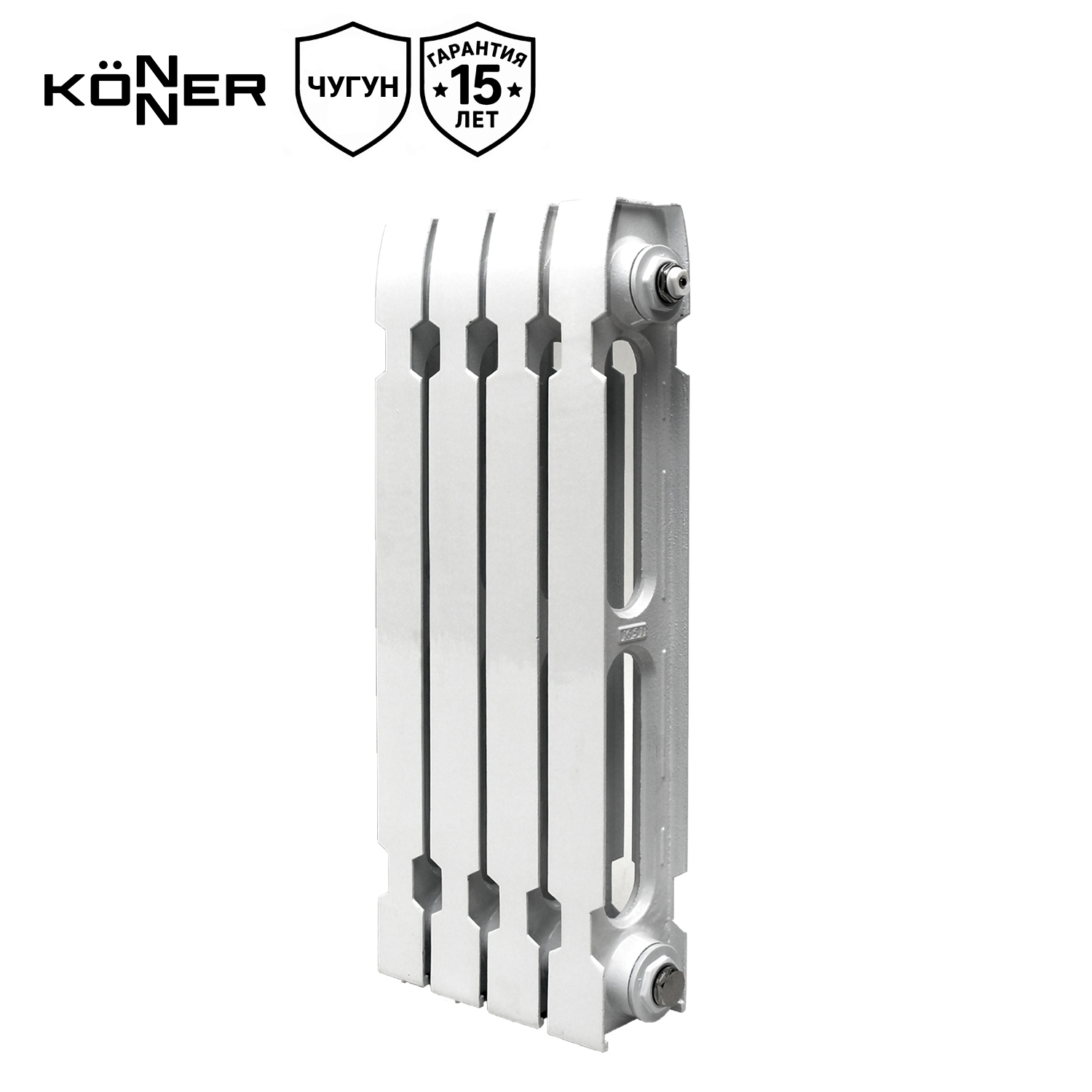 Изображение товара Радиатор секционный Konner Modern 500/96 4 секции боковое подключение чугун белый