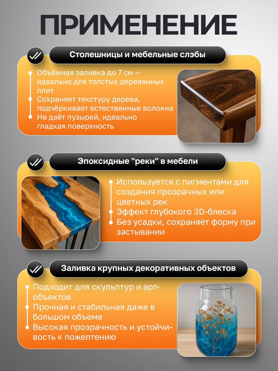 Изображение товара Эпоксидная смола двухкомпонентная Malare Titan для столешниц кристально-прозрачная самовыравнивающаяся высокопрочная 0.5 кг и 0.25 кг отвердитель