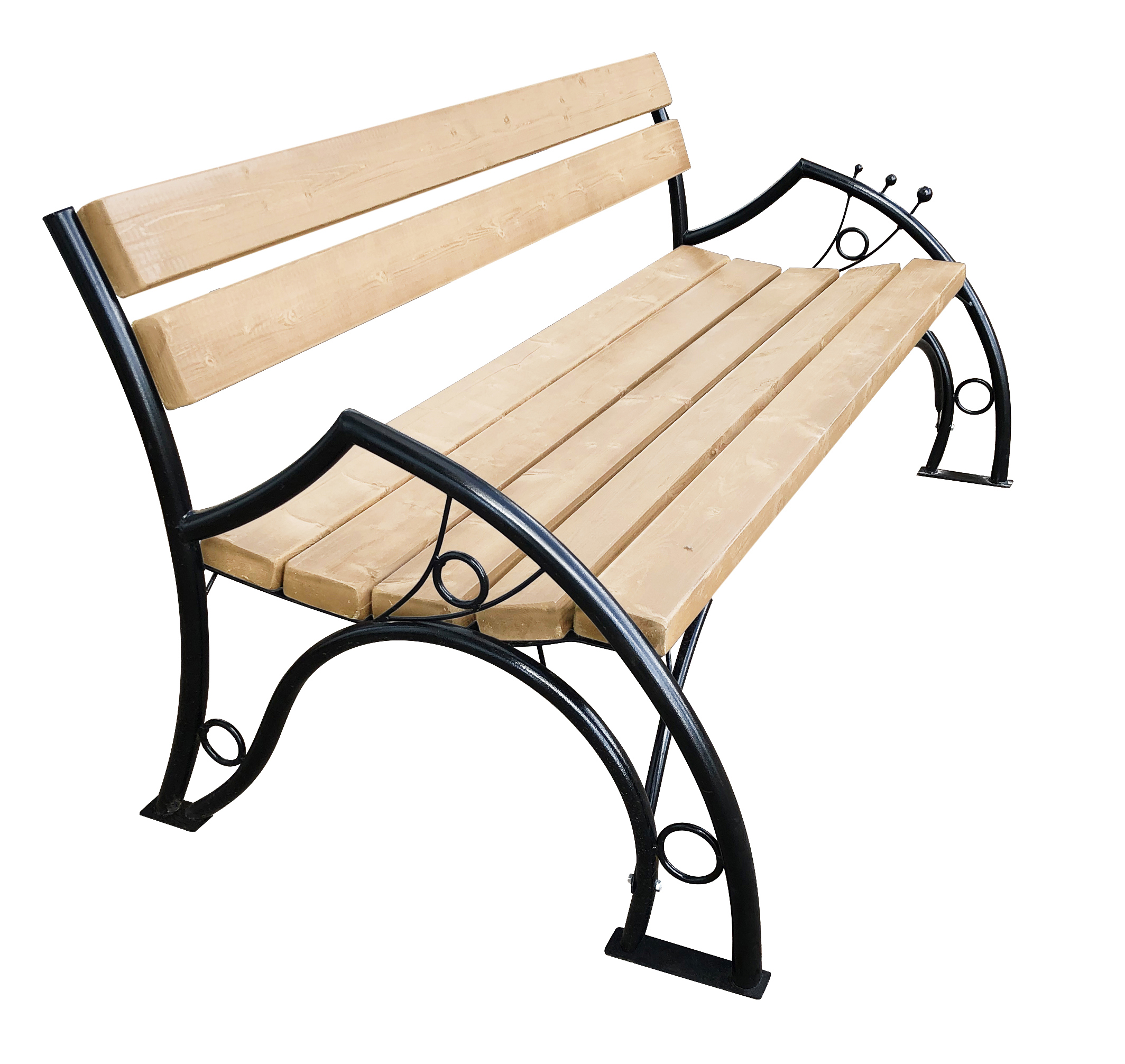 Изображение товара Садовая скамья М-Group Шарики 200 см черная сталь для улицы