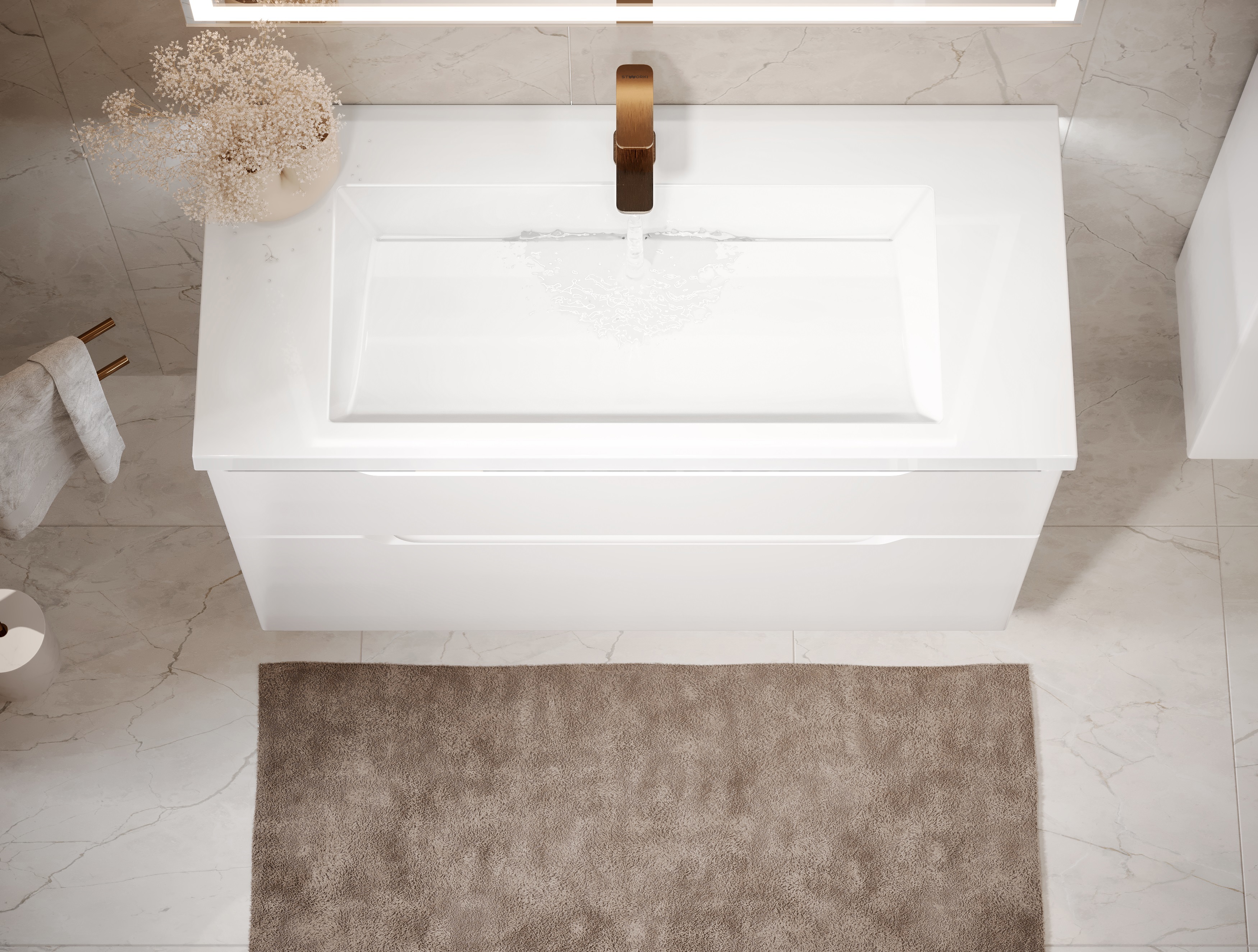 Изображение товара Раковина мебельная Jorno Luxor 100см белая накладная искусственный камень