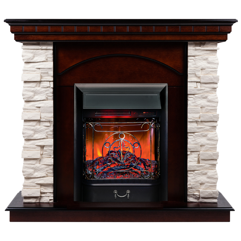 Изображение товара Каминокомплект Realflame Elford с очагом Majestic Lux BL дуб 75 Вт 25 кв.м