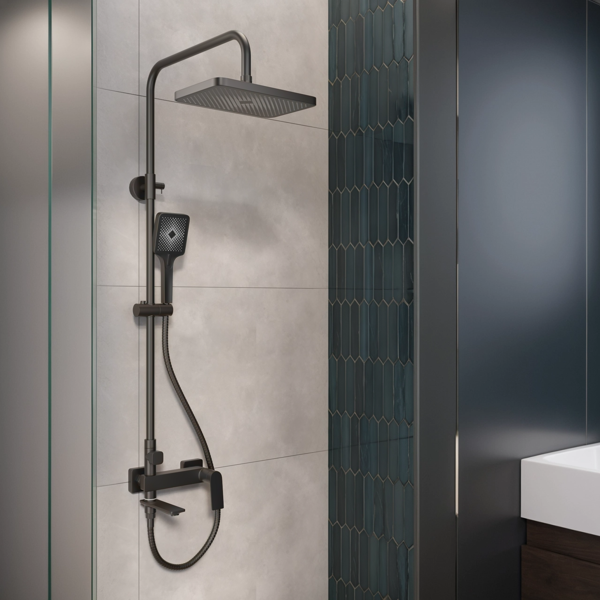 Изображение товара Душевая система Osgard Endi со смесителем 3 режима черный матовый