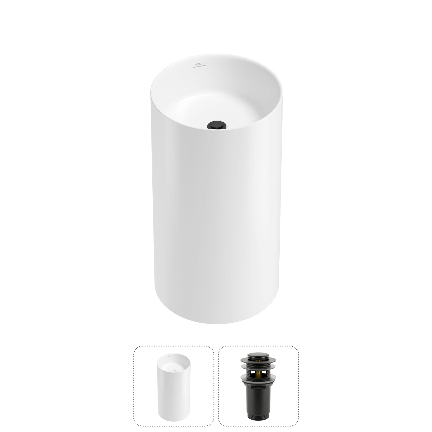 Изображение товара Раковина Wellsee Chalice Perfection 45 см матовый черный с донным клапаном