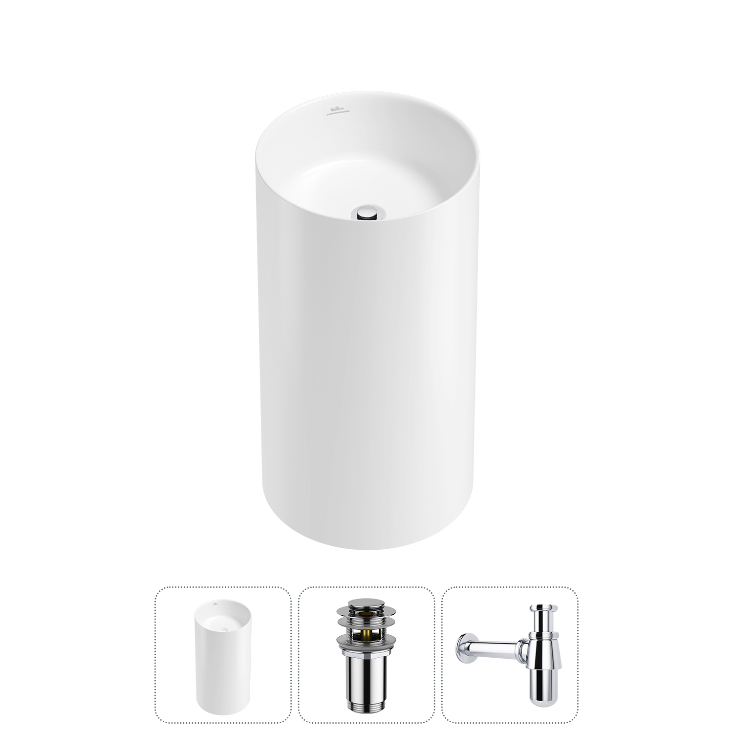 Изображение товара Раковина Wellsee chalice perfection 45 см с хромированным сифоном и клапаном