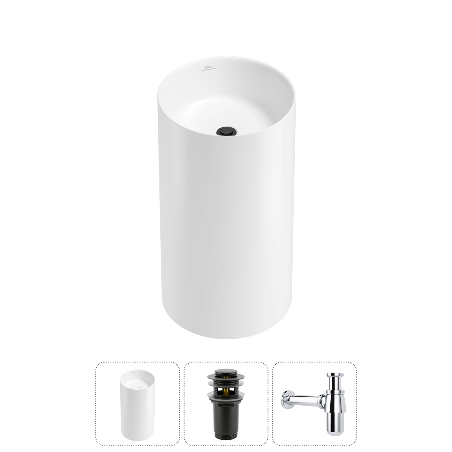 Изображение товара Раковина Wellsee chalice perfection 20212885R 45см цвет набора матовый черный