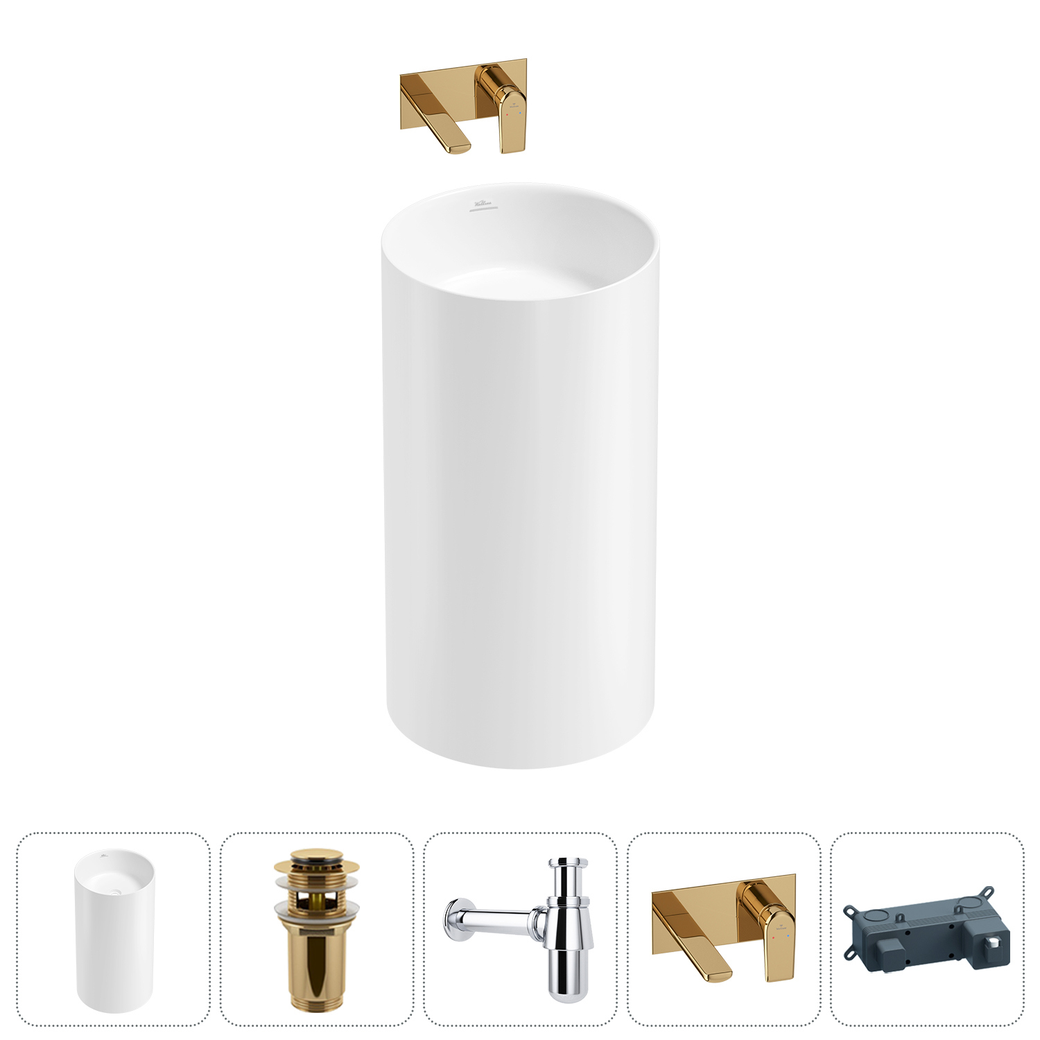 Изображение товара Раковина Wellsee chalice perfection 20212890R диаметр 45 см цвет золото, гидроблок