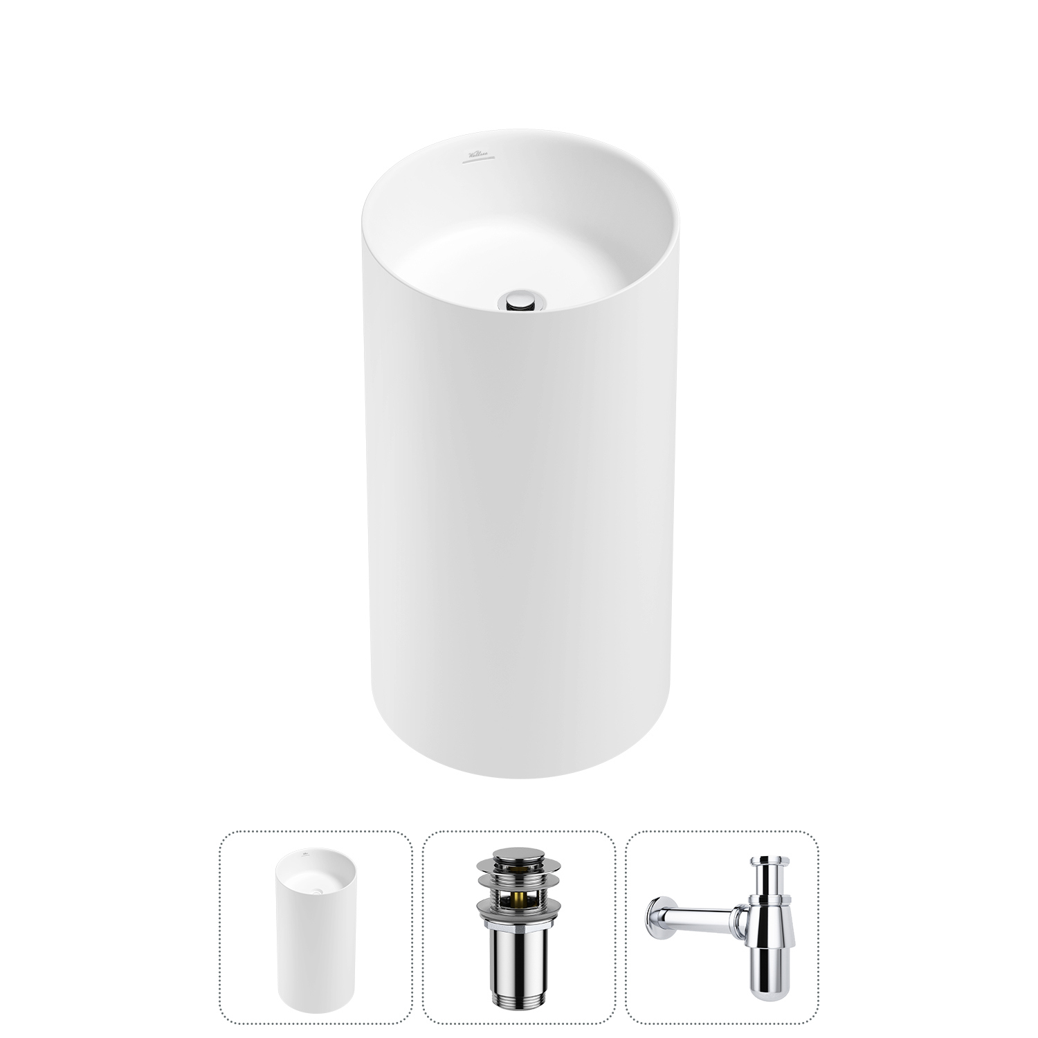 Изображение товара Раковина Wellsee chalice perfection 45см акрил в цвете хром с донным клапаном