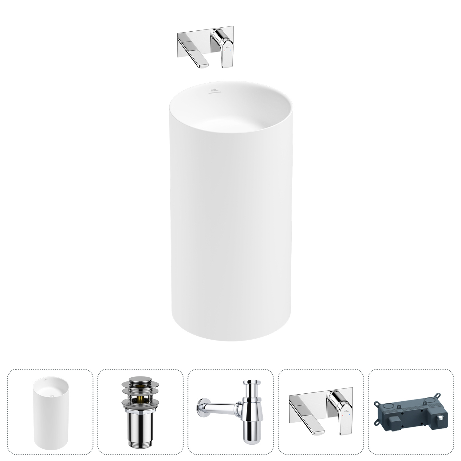 Изображение товара Раковина Wellsee Chalice Perfection 45см с донным клапаном и сифоном хром